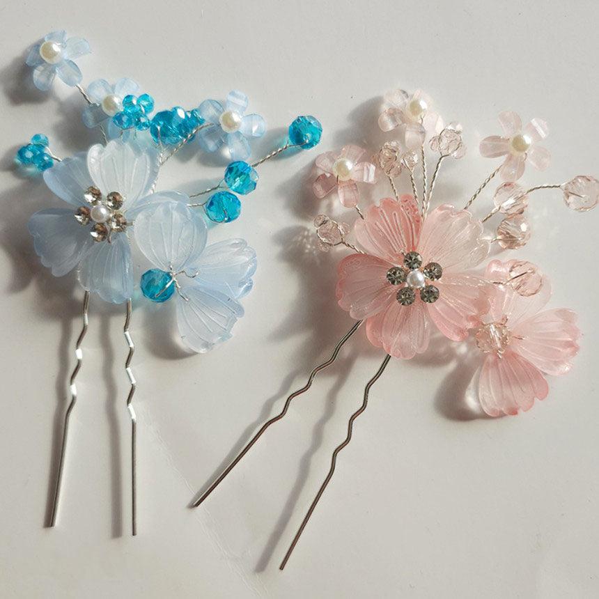 Crystal Bloom U Shape Hairpin - Native Korean