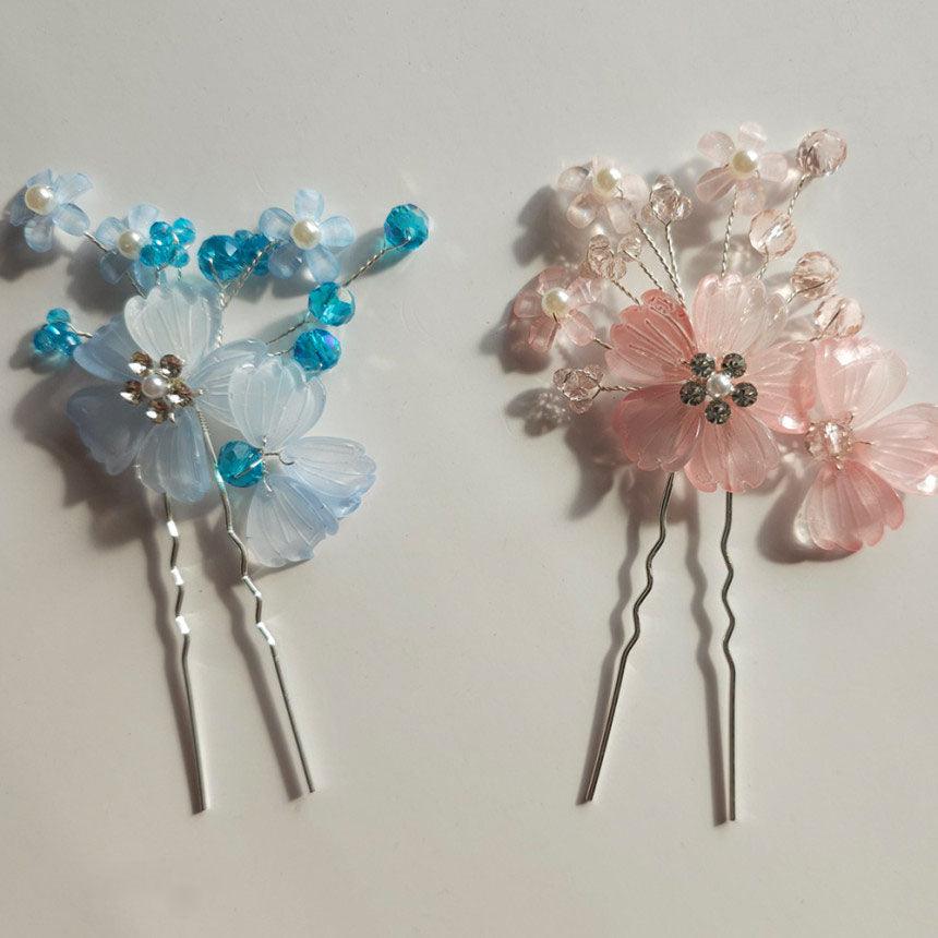 Crystal Bloom U Shape Hairpin - Native Korean