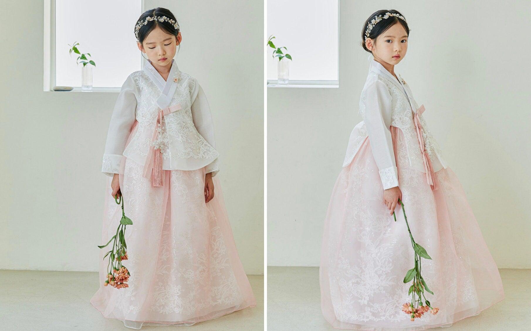 Dahee Lace Dress Girl Hanbok (1-8YR) - Native Korean