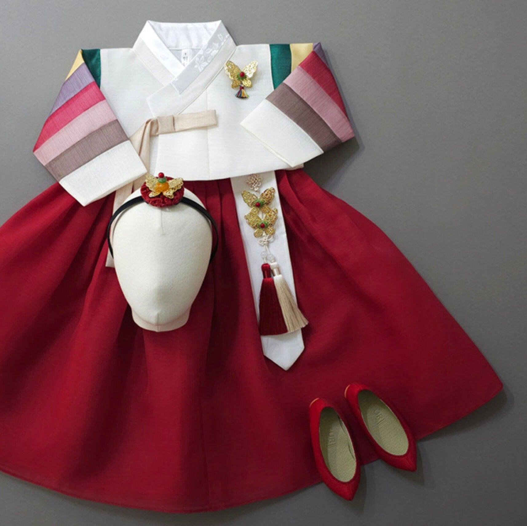 Dain Red Saekdong Girl Hanbok (1-12YR) - Native Korean