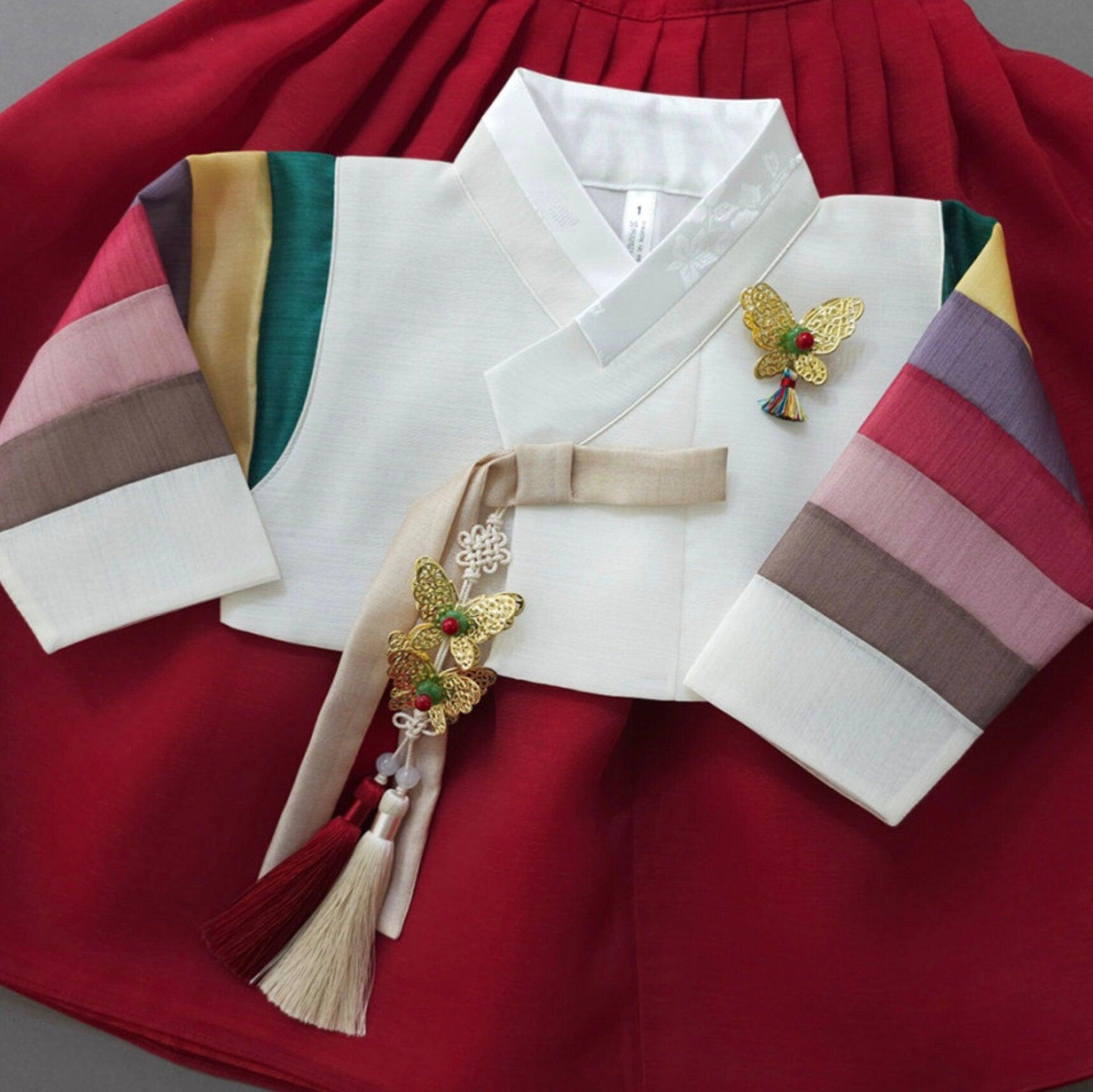 Dain Red Saekdong Girl Hanbok (1-12YR) - Native Korean