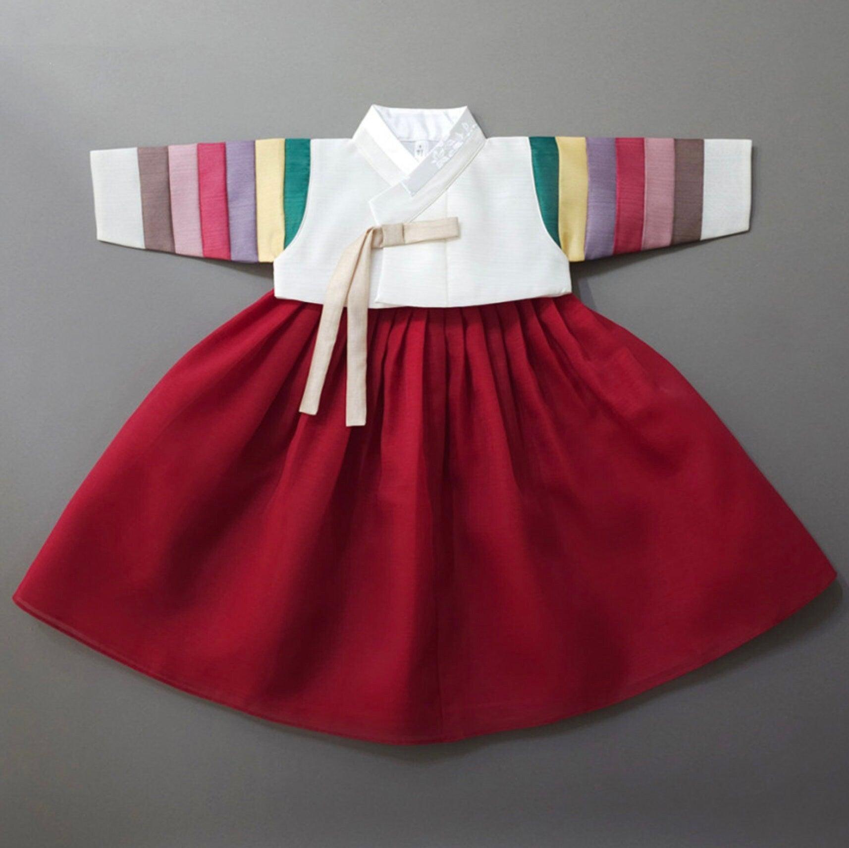 Dain Red Saekdong Girl Hanbok (1-12YR) - Native Korean