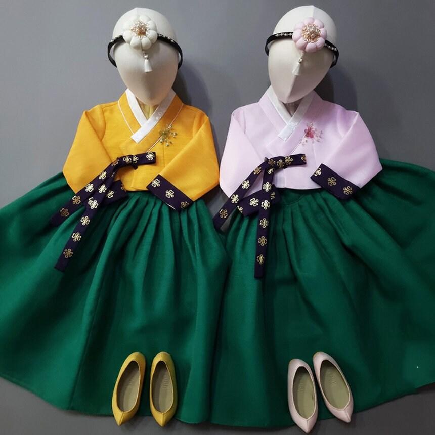 Dami Green Girl Hanbok (1-12YR) - Native Korean