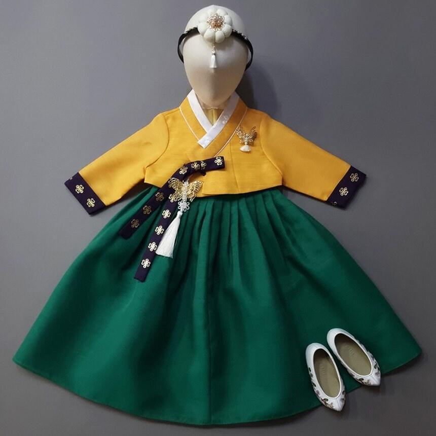 Dami Green Girl Hanbok (1-12YR) - Native Korean