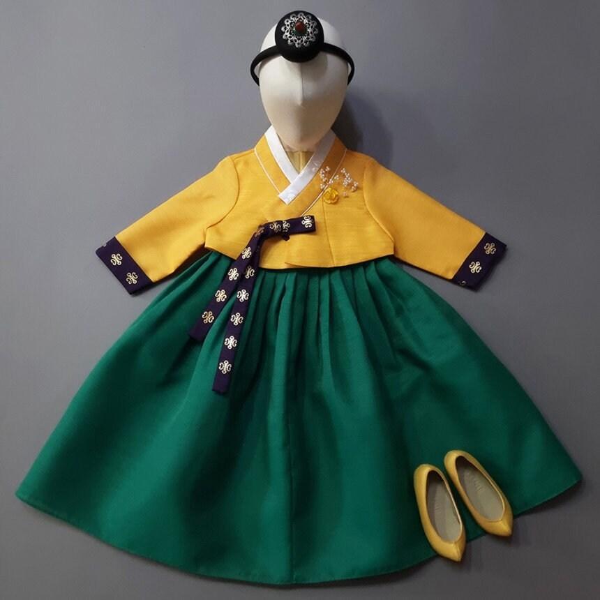 Dami Green Girl Hanbok (1-12YR) - Native Korean