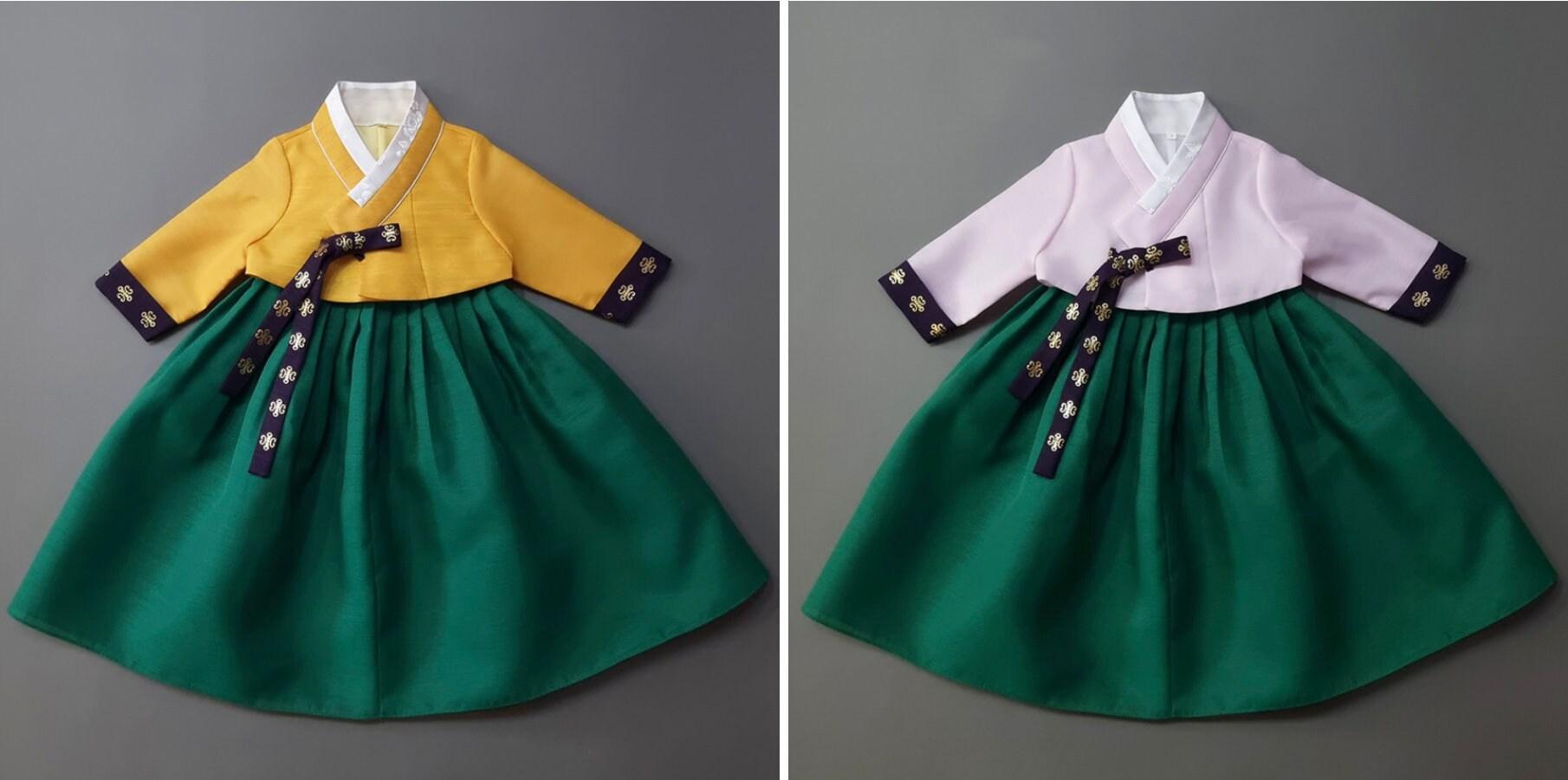 Dami Green Girl Hanbok (1-12YR) - Native Korean