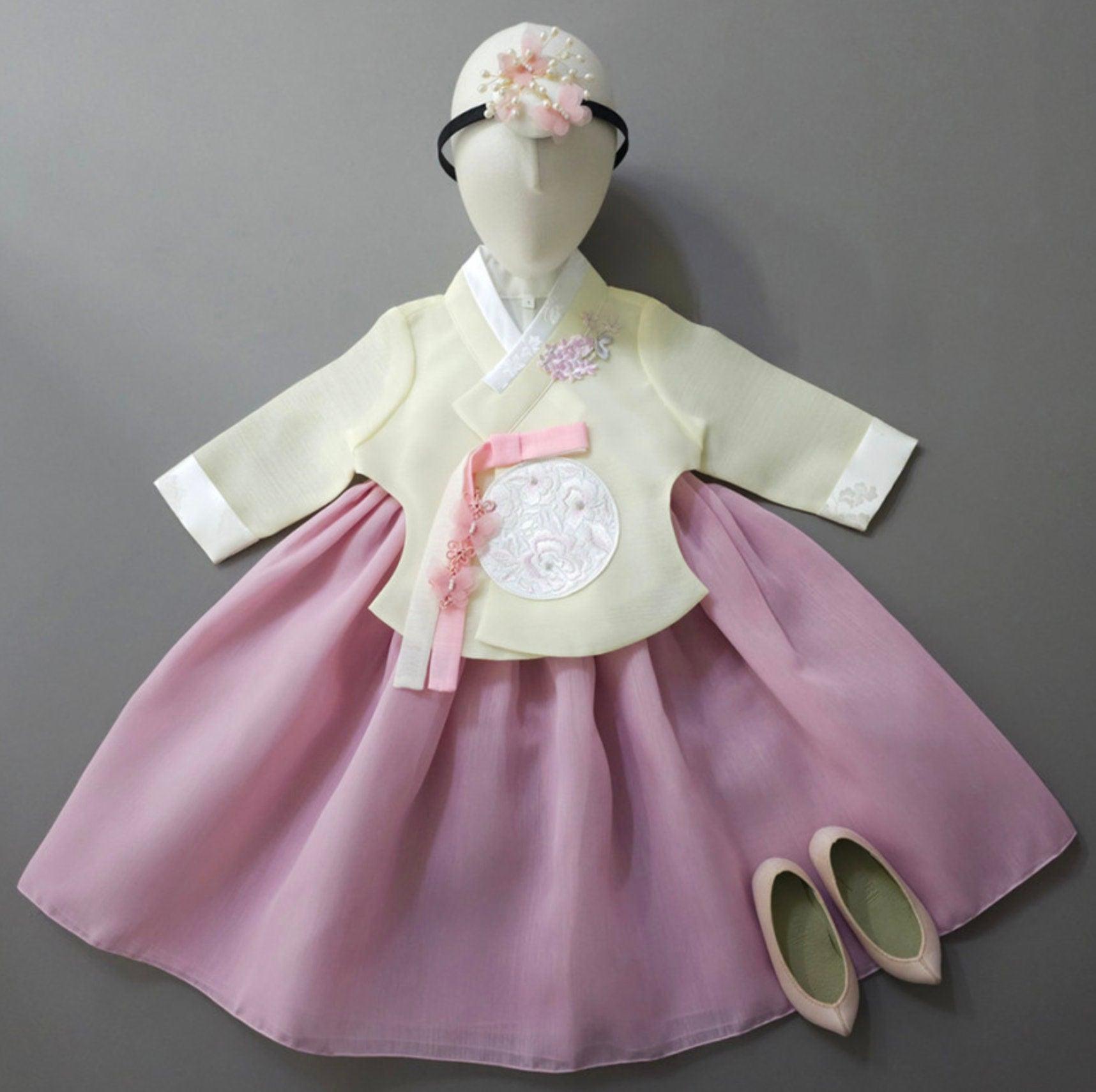 Dana Yellow Pink Girl Hanbok (1-10YR) - Native Korean