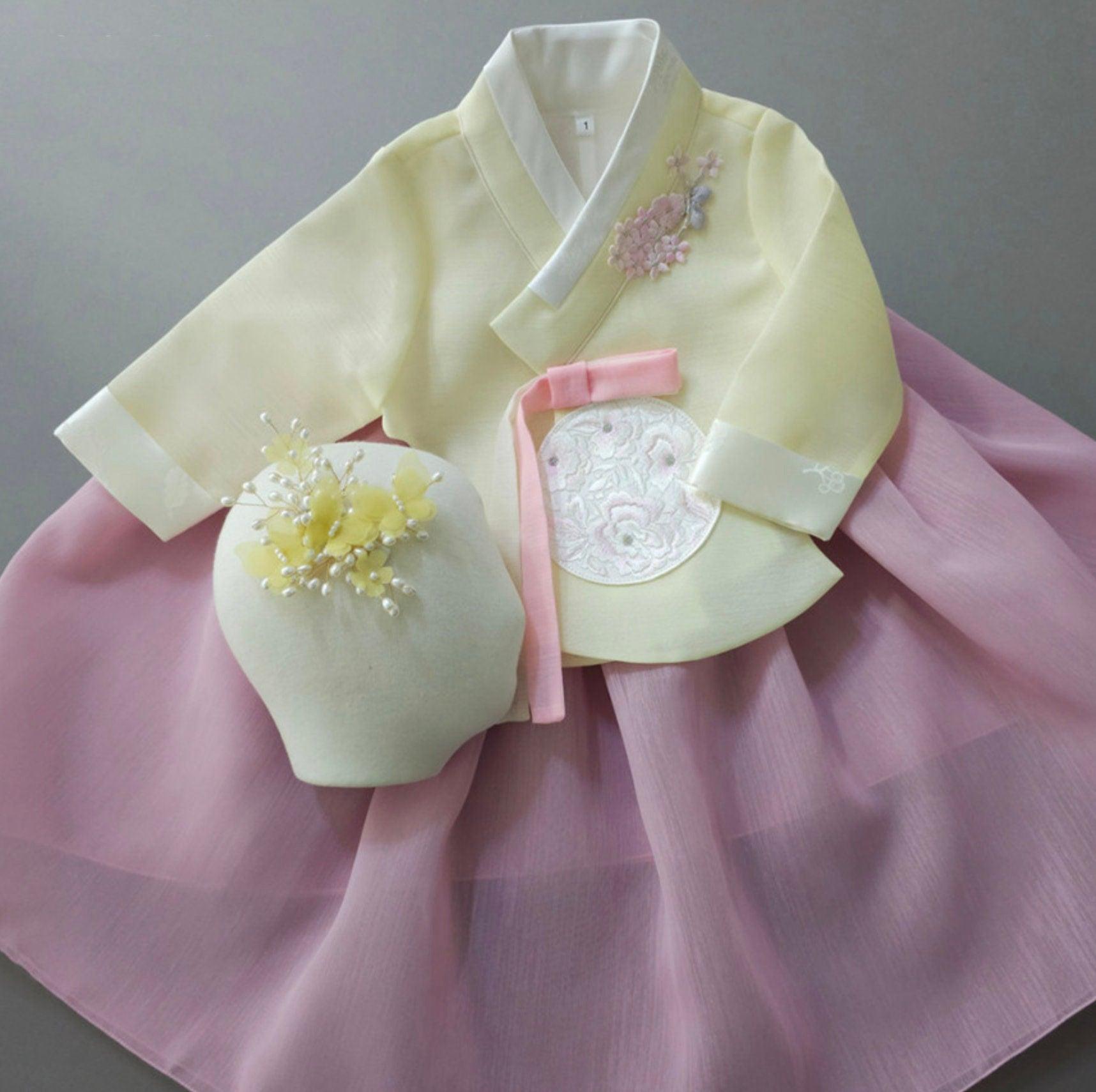 Dana Yellow Pink Girl Hanbok (1-10YR) - Native Korean