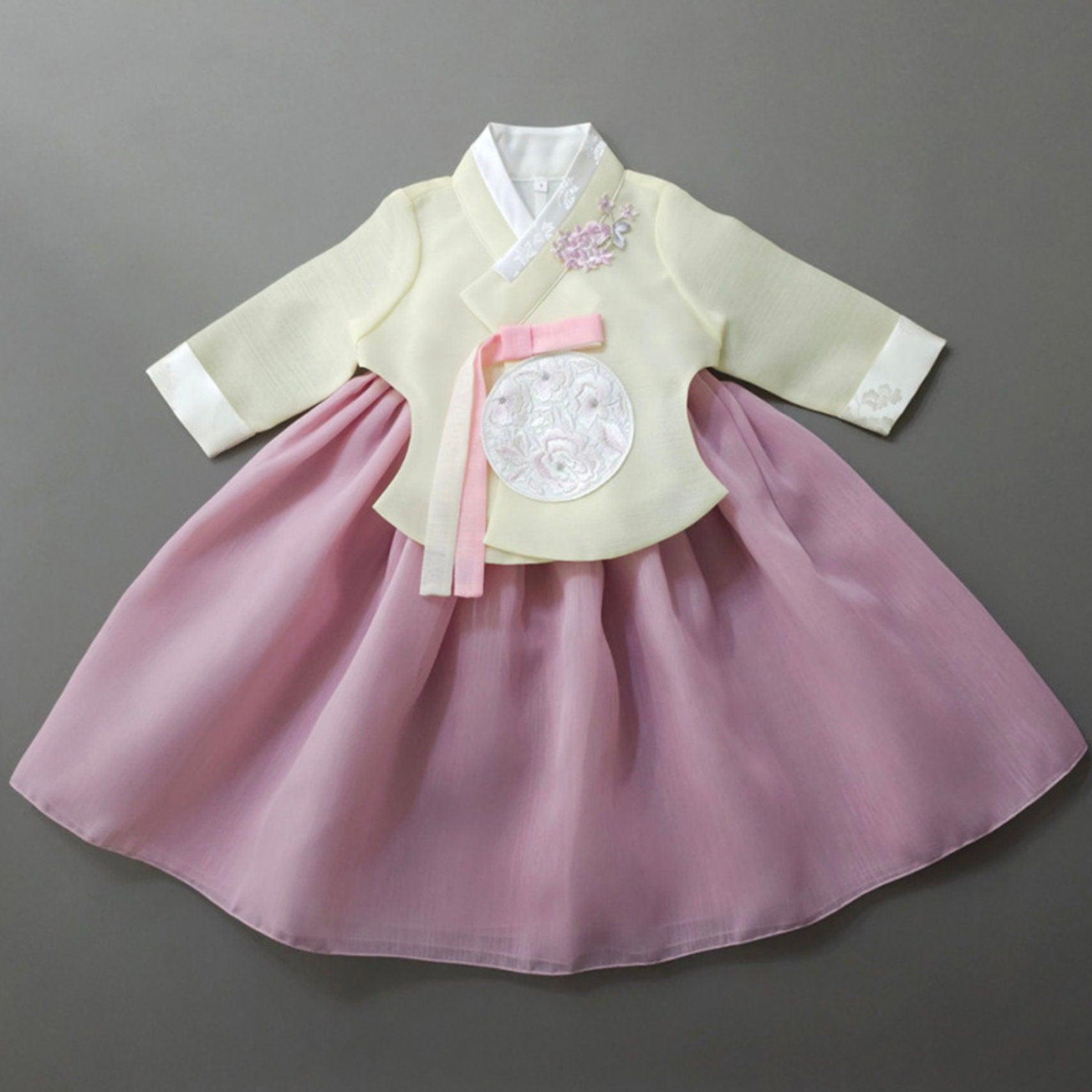 Dana Yellow Pink Girl Hanbok (1-10YR) - Native Korean