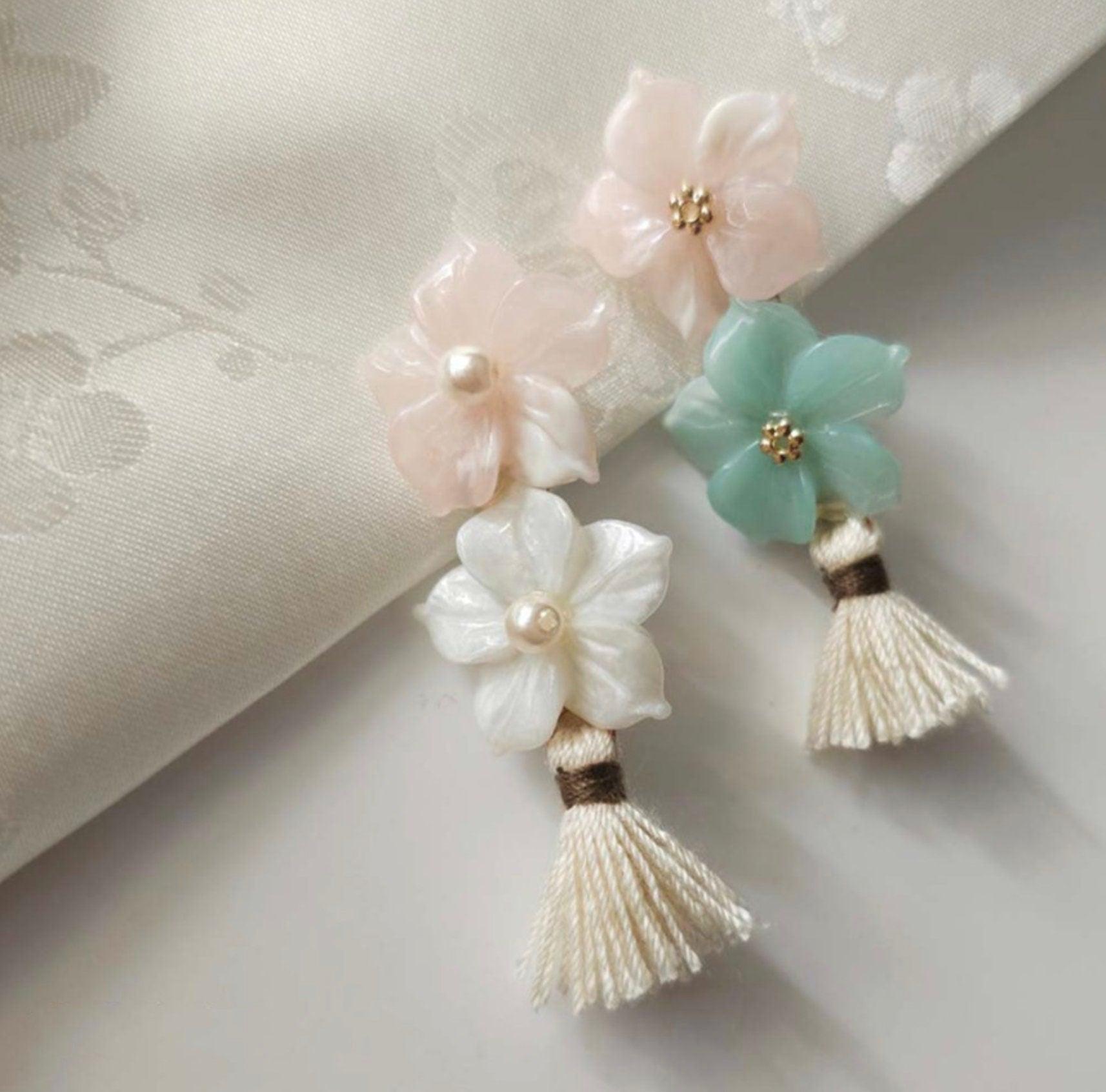 Duo Floral Tassel Brooch - Native Korean