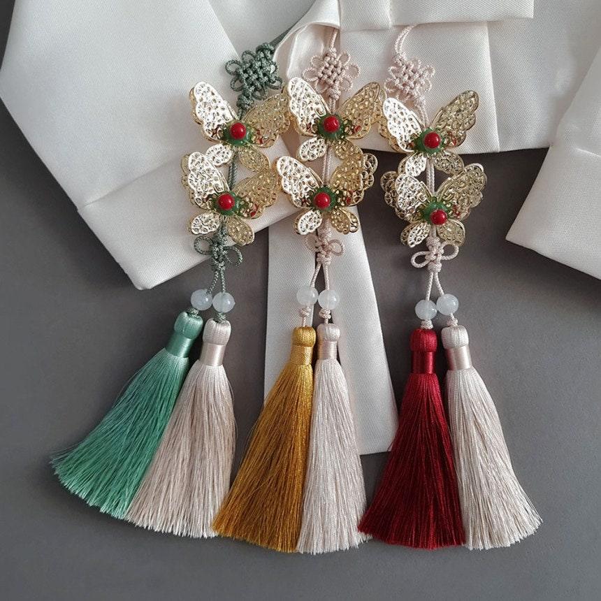 Gold Butterfly Tassel Norigae - Native Korean