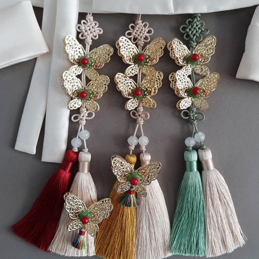 Gold Butterfly Tassel Norigae - Native Korean