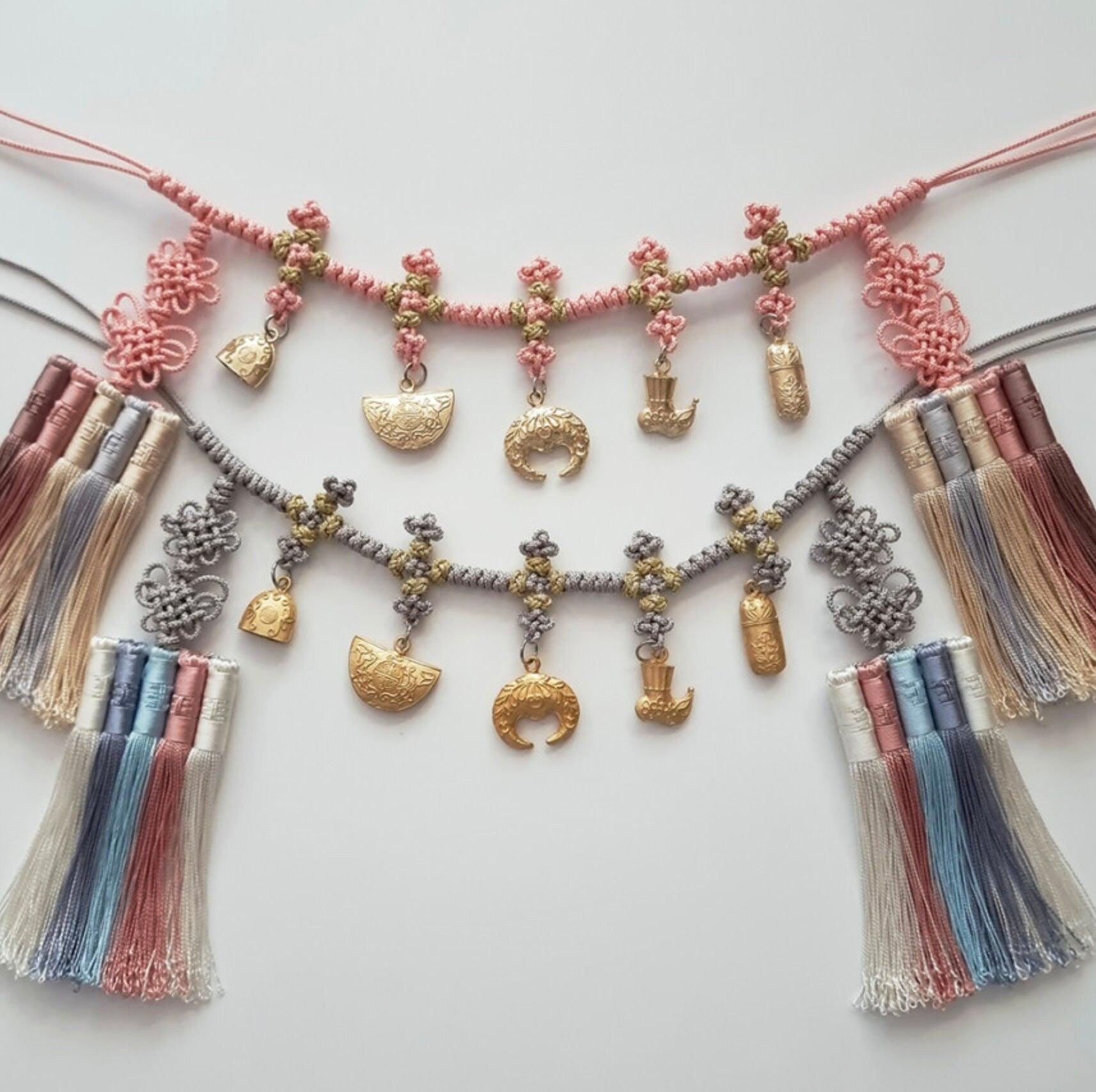 Gold Ornaments Tassel Belt - Native Korean