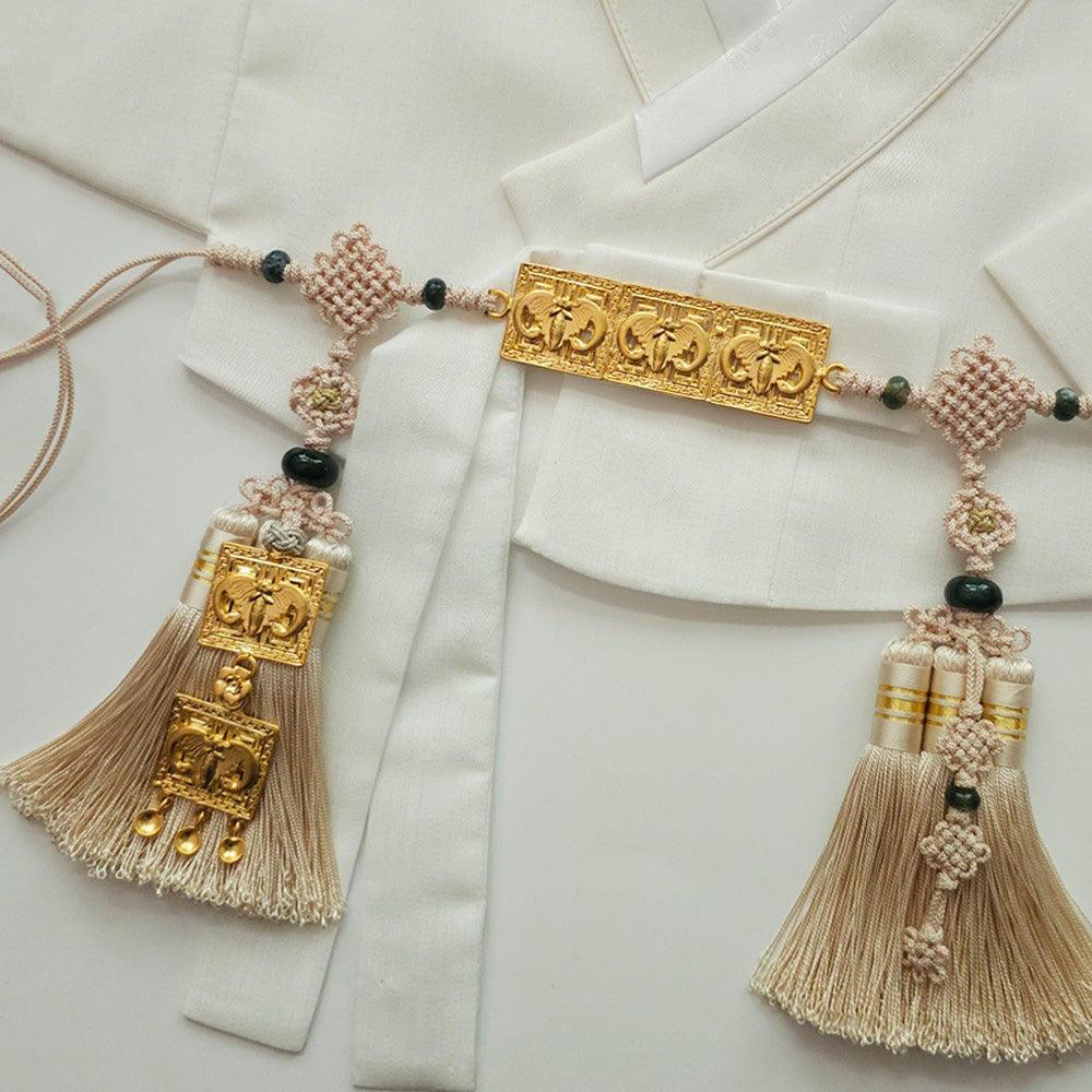 Gold Square Ornaments Belt - Native Korean