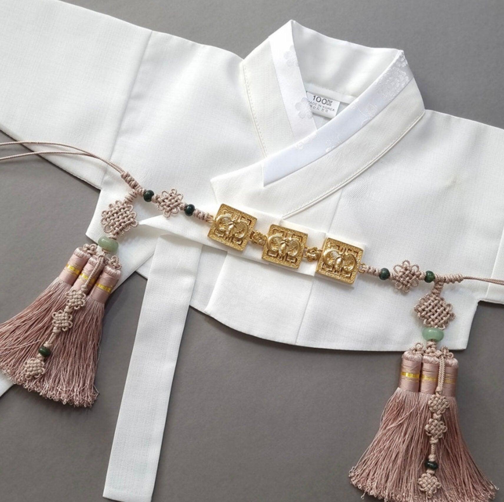 Gold Square Ornaments Tassel Belt - Native Korean