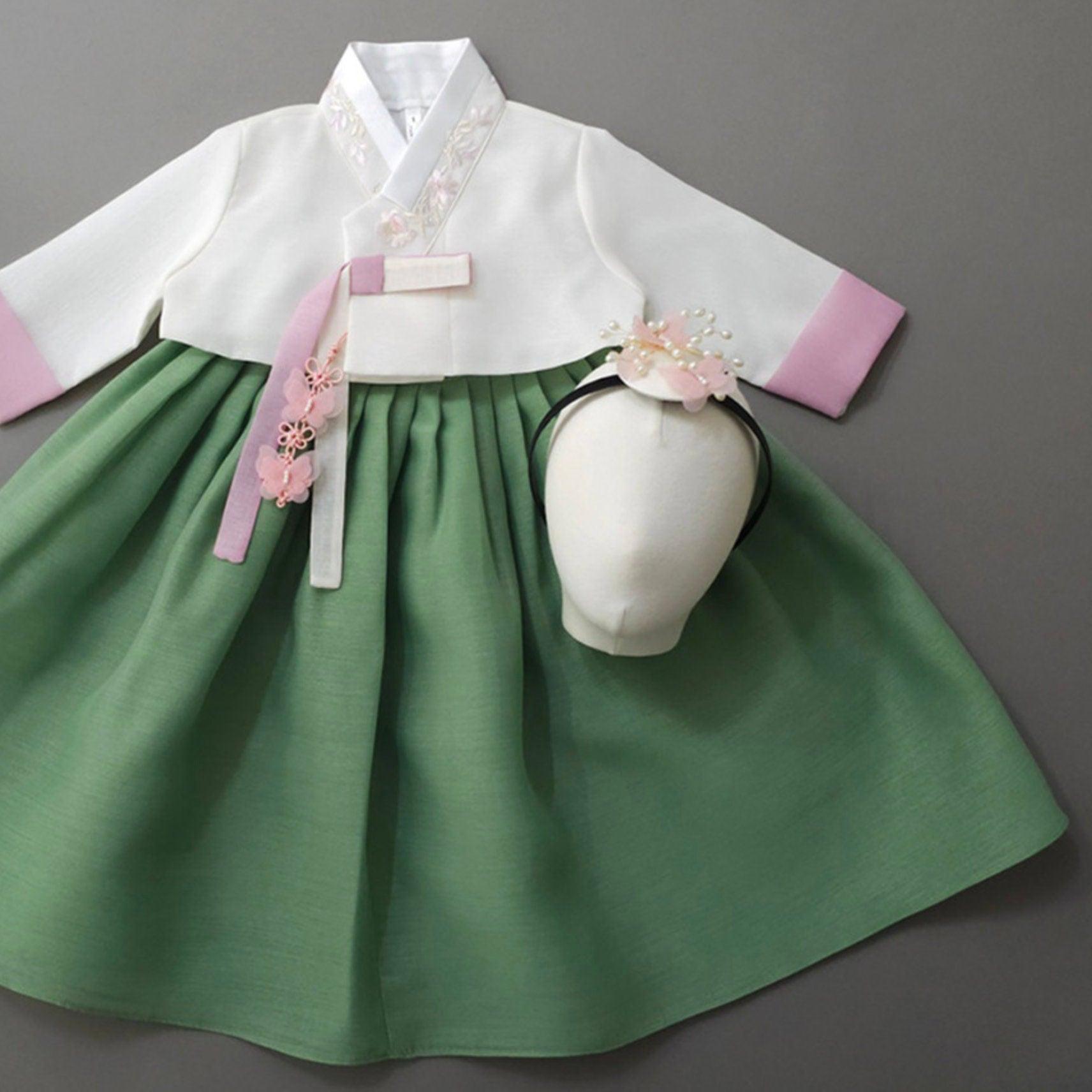 Haena Green Skirt 2 Colors Top Girl Hanbok (1-15YR) - Native Korean