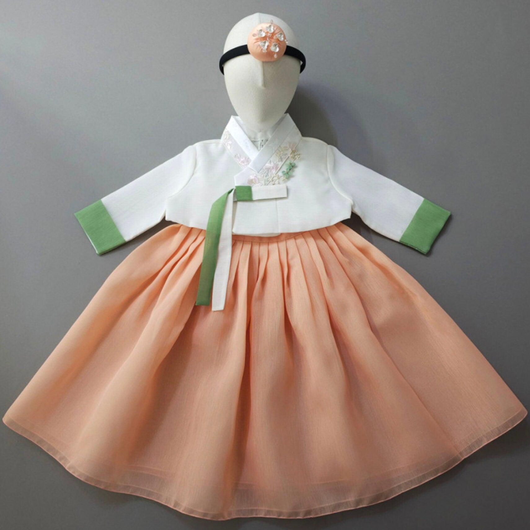 Haena Orange Girl Hanbok (1-15YR) - Native Korean