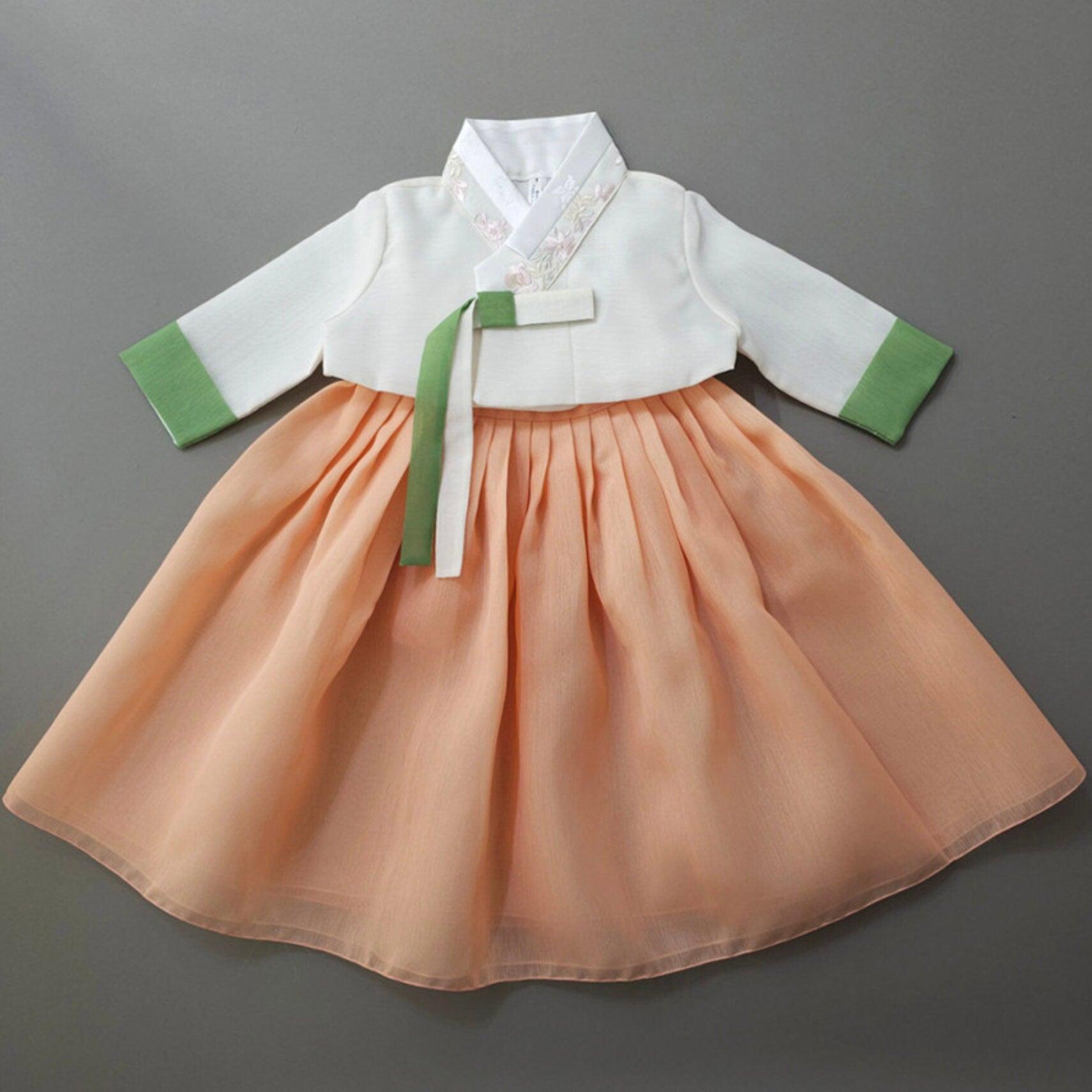 Haena Orange Girl Hanbok (1-15YR) - Native Korean