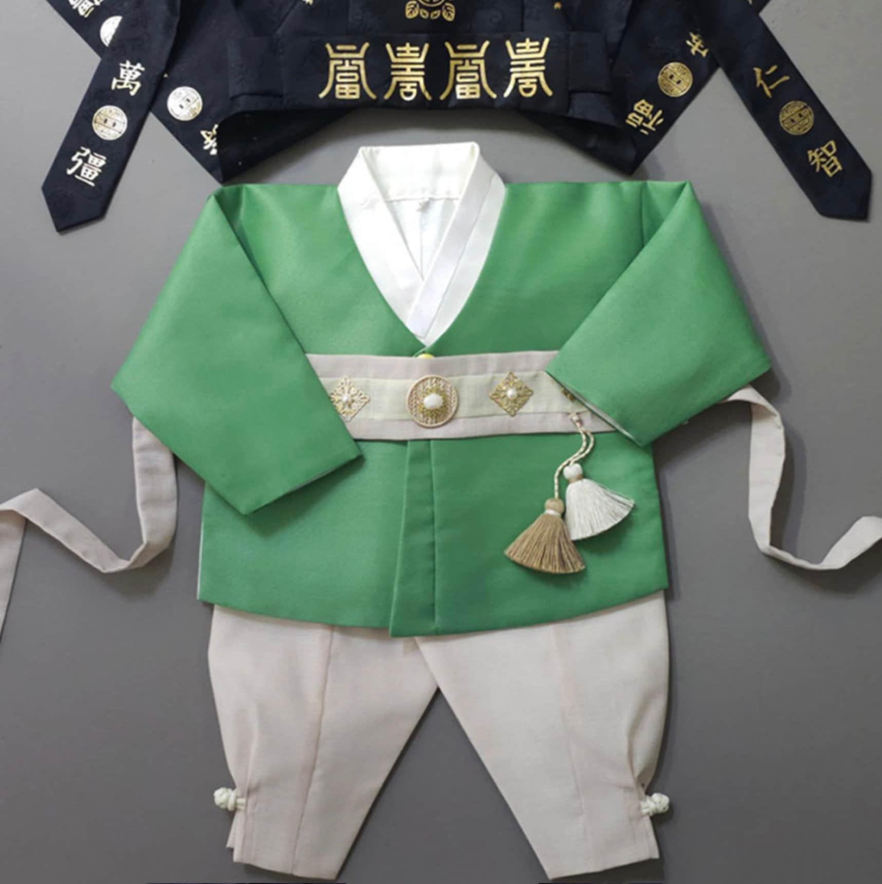 Hajin Green Boy Hanbok (100D-10YR) - Native Korean