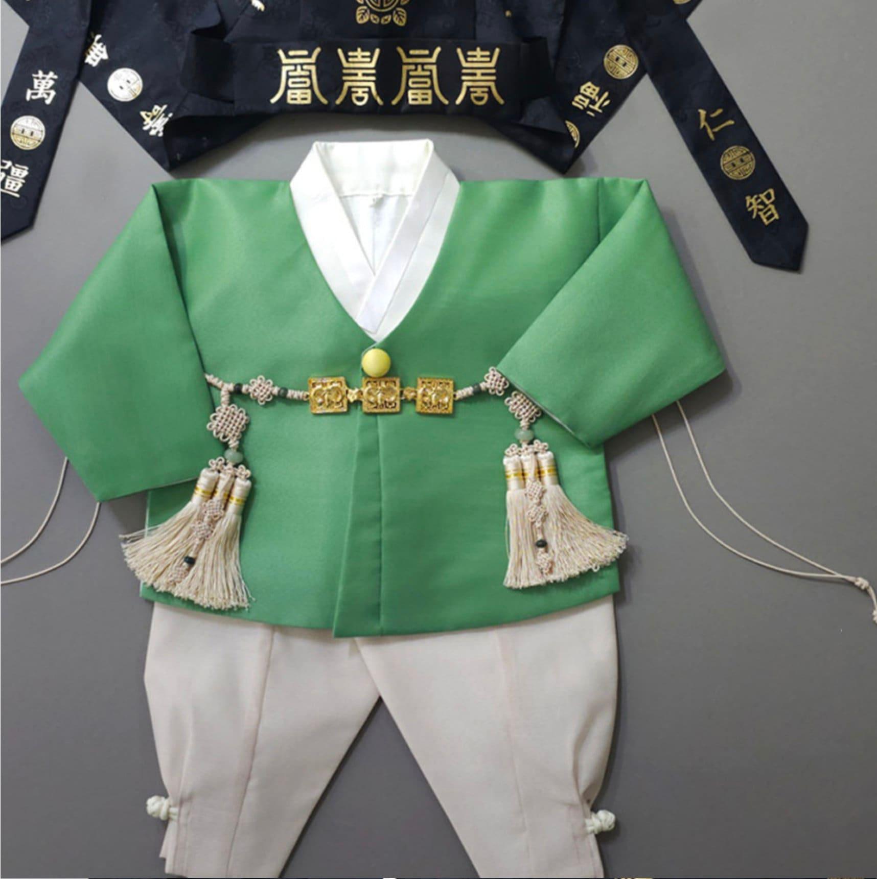 Hajin Green Boy Hanbok (100D-10YR) - Native Korean