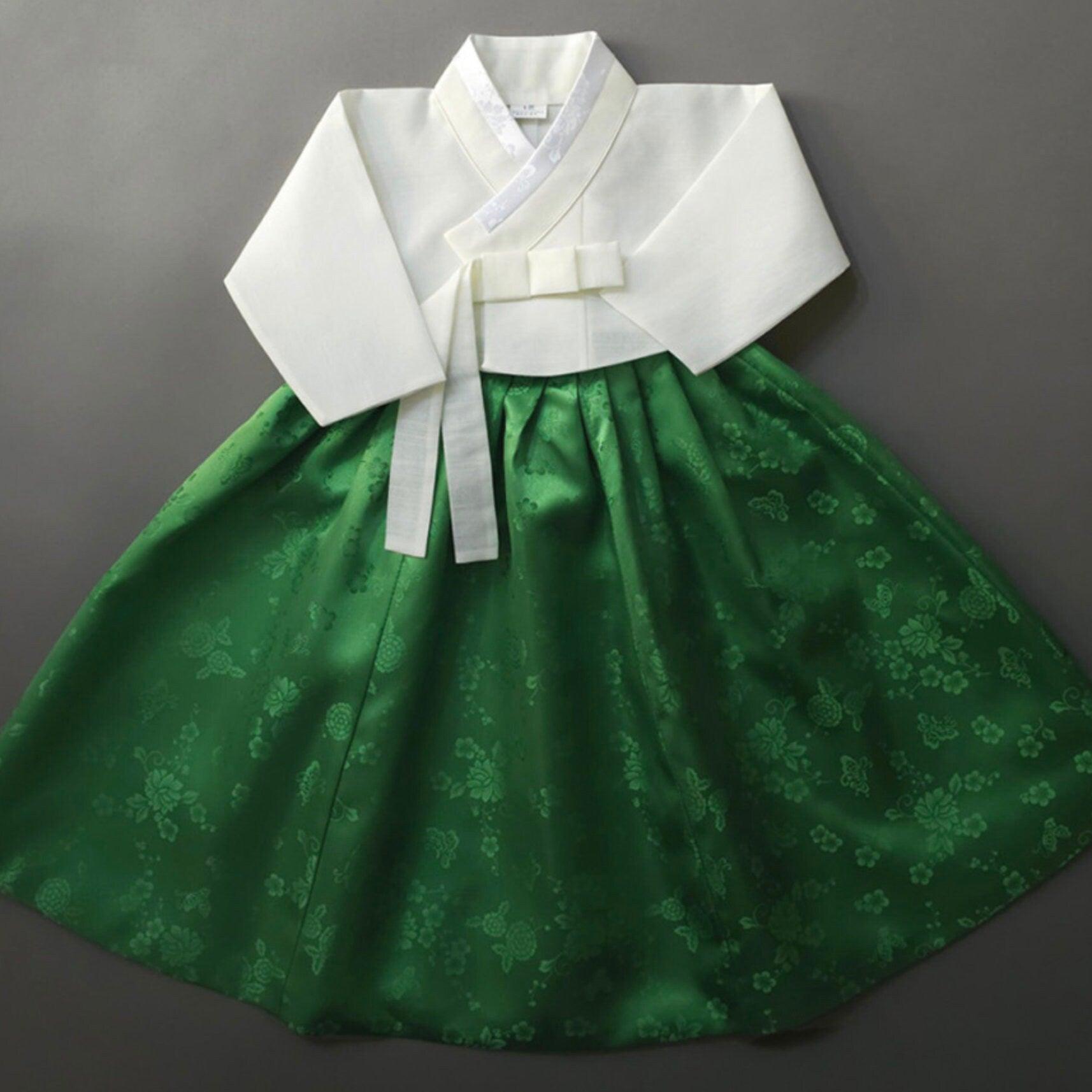 Heejin Ivory Green Girl Hanbok (100D-15YR) - Native Korean