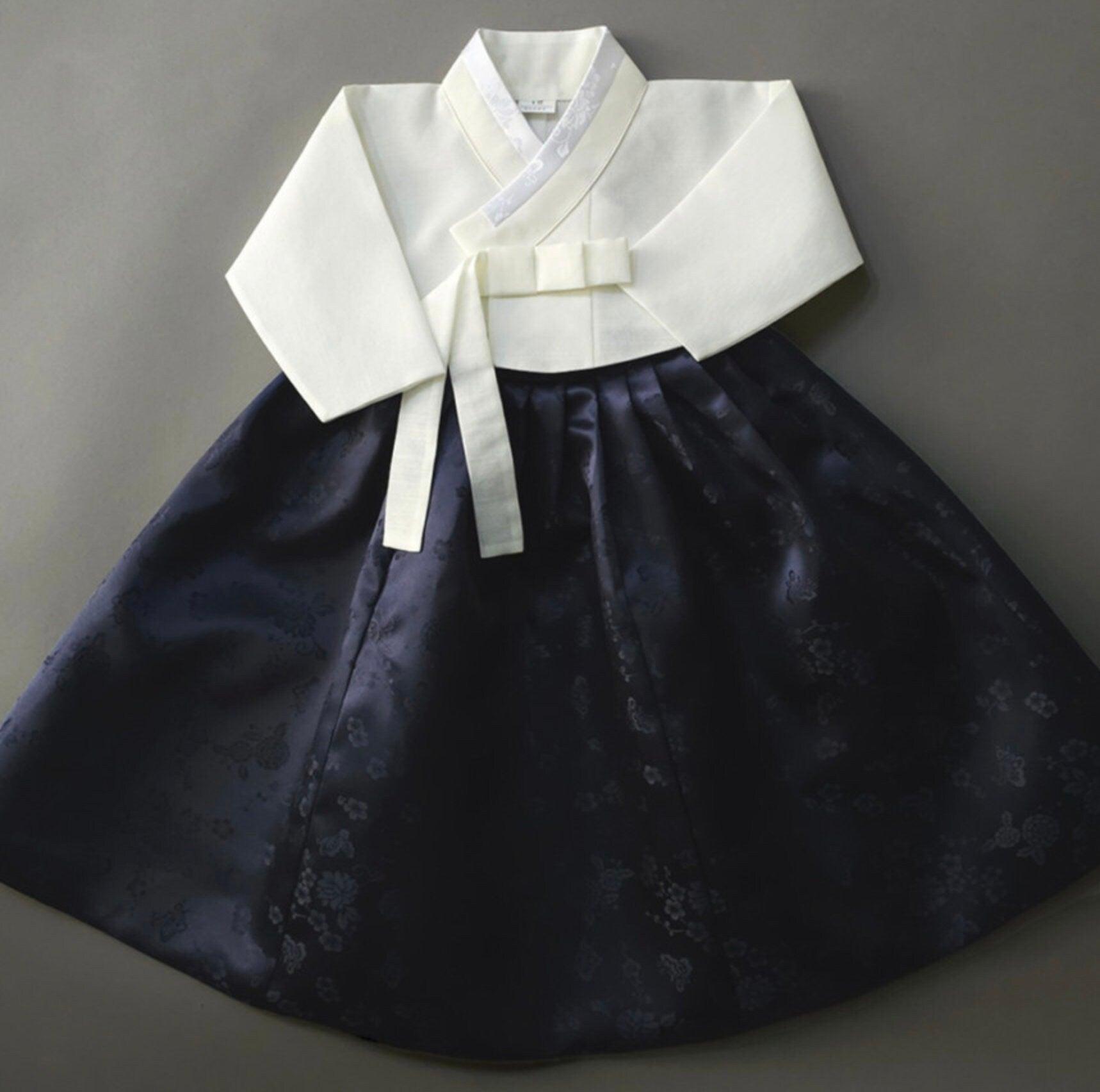 Heejin Ivory Navy Girl Hanbok (100D-15YR) - Native Korean