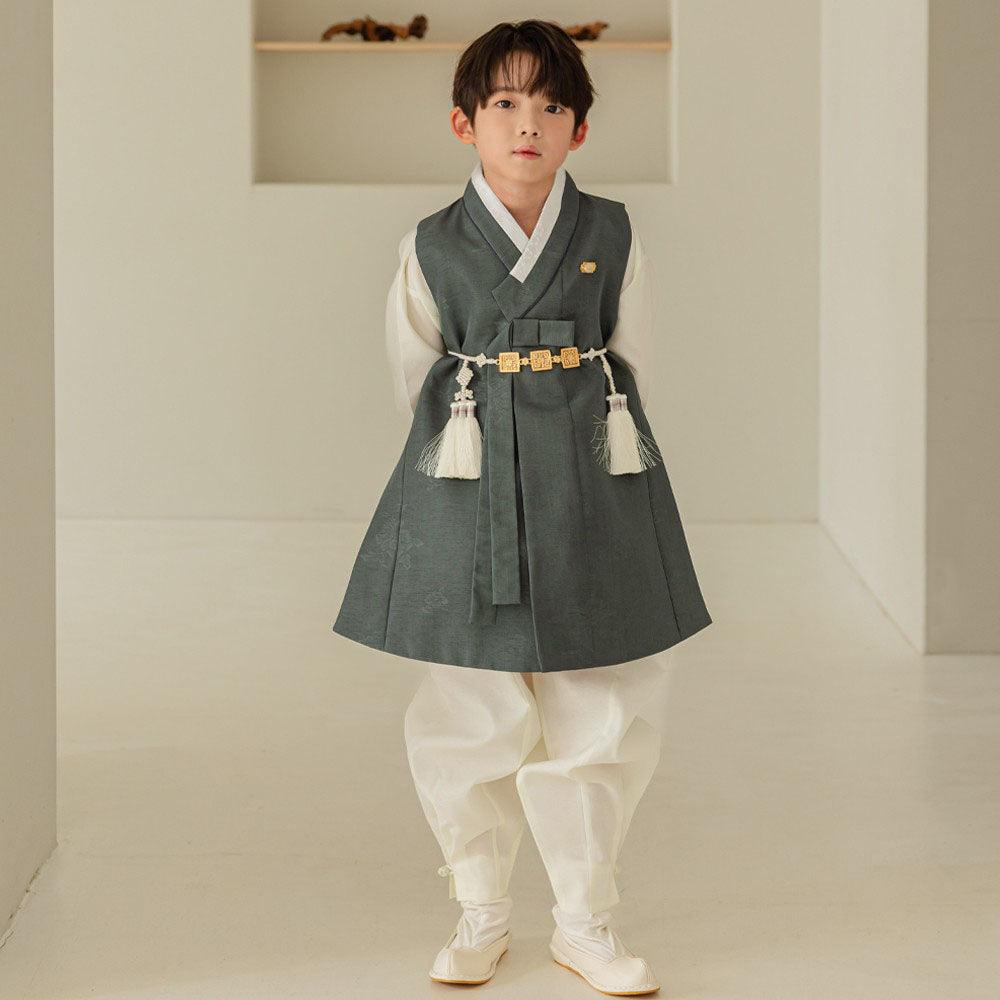 Hyogyung Solid Khaki Ivory Boy Hanbok (100D-15YR) - Native Korean