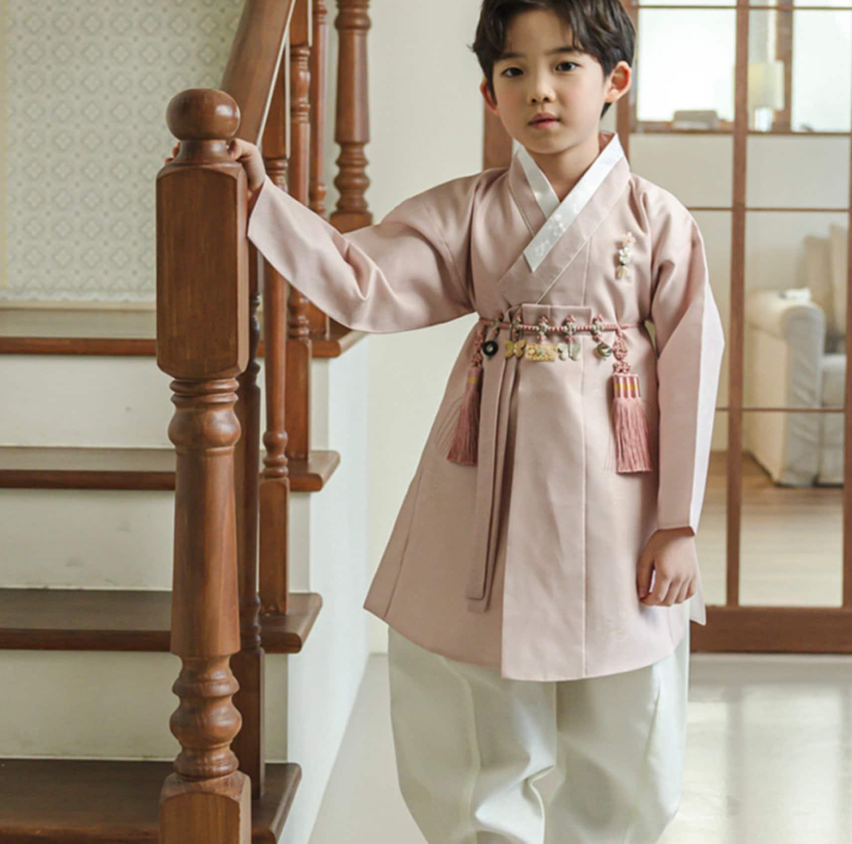 Hyomin Pink Ivory Boy Hanbok (100D-10YR) - Native Korean