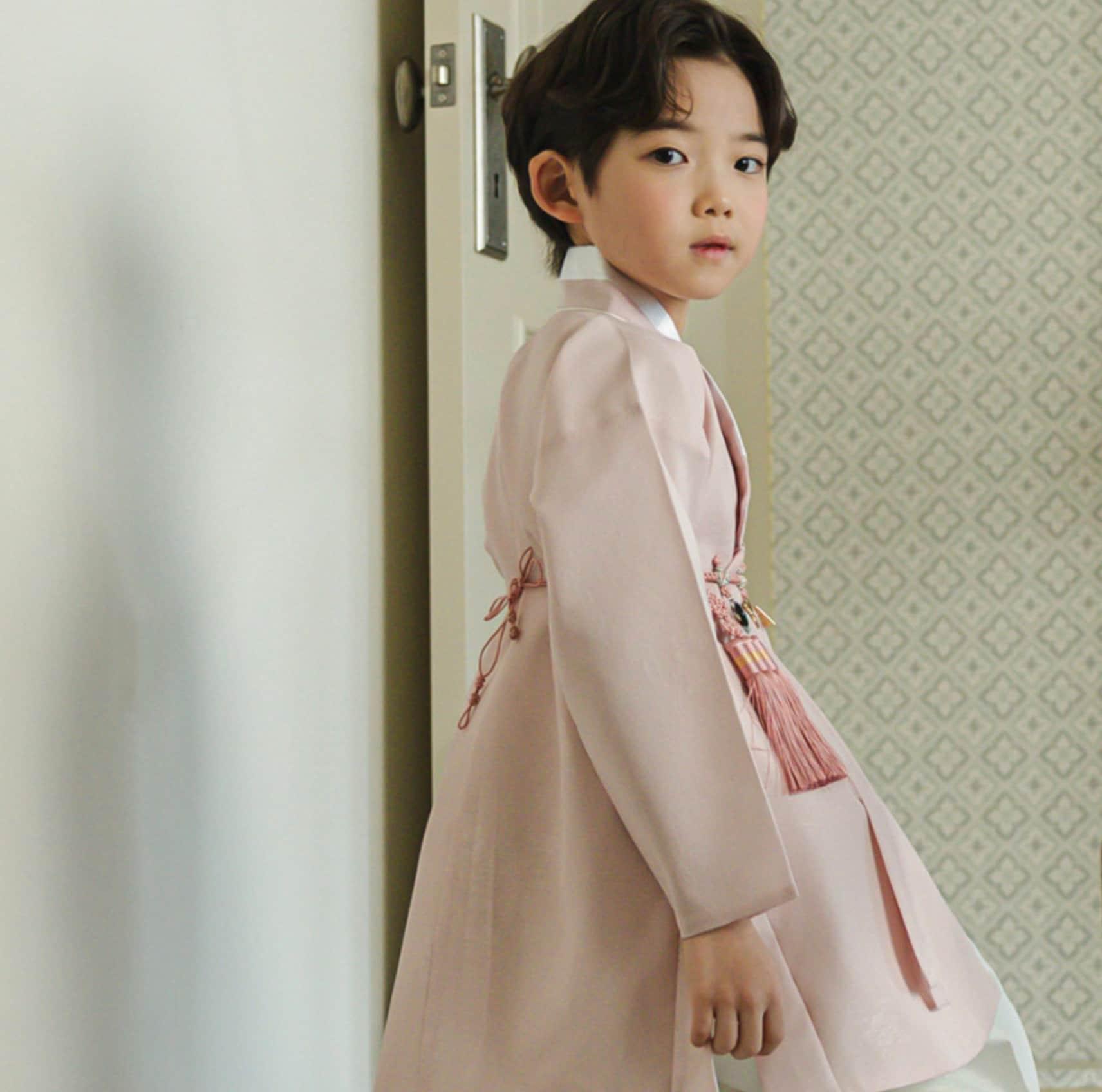 Hyomin Pink Ivory Boy Hanbok (100D-10YR) - Native Korean