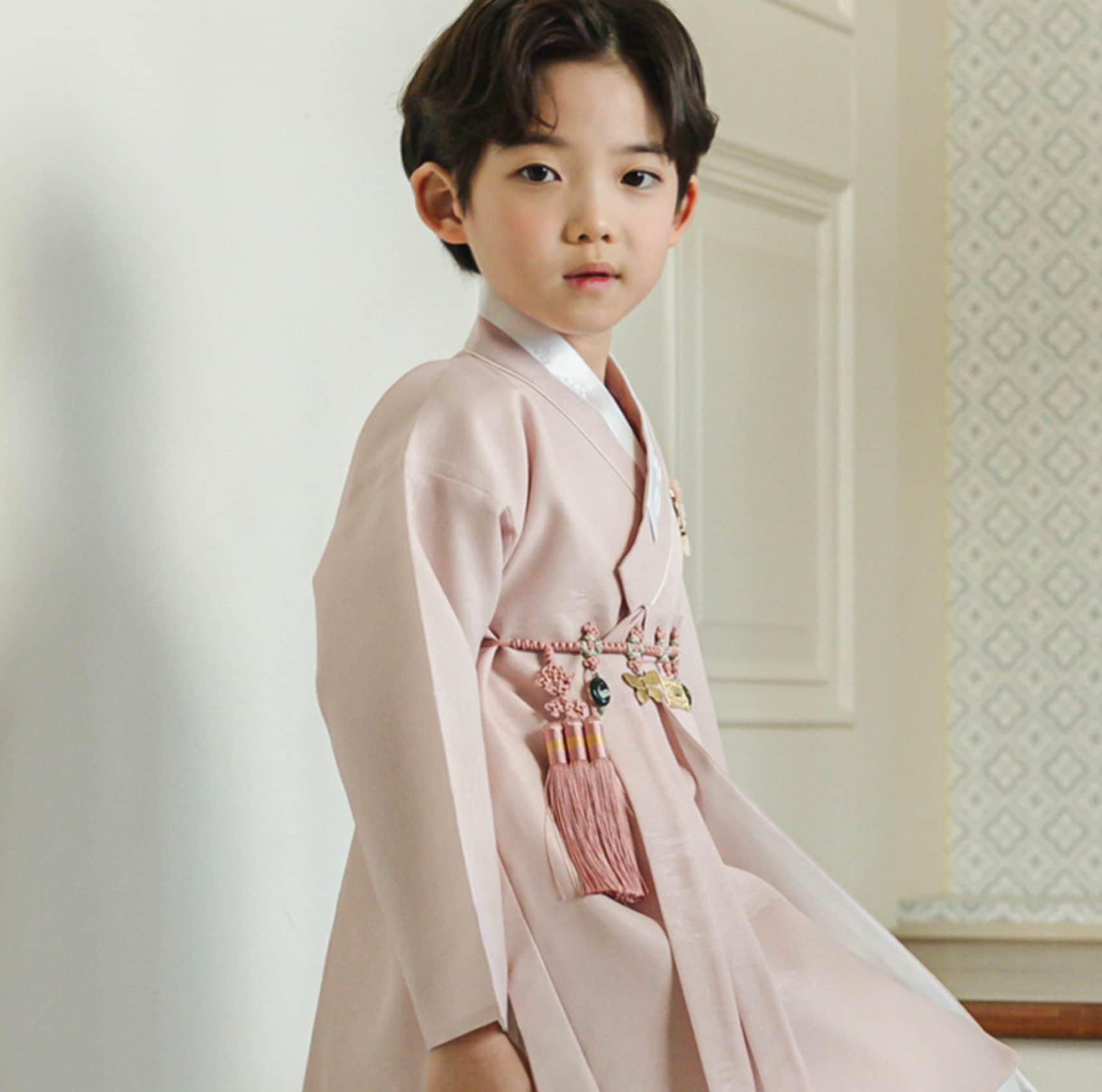 Hyomin Pink Ivory Boy Hanbok (100D-10YR) - Native Korean