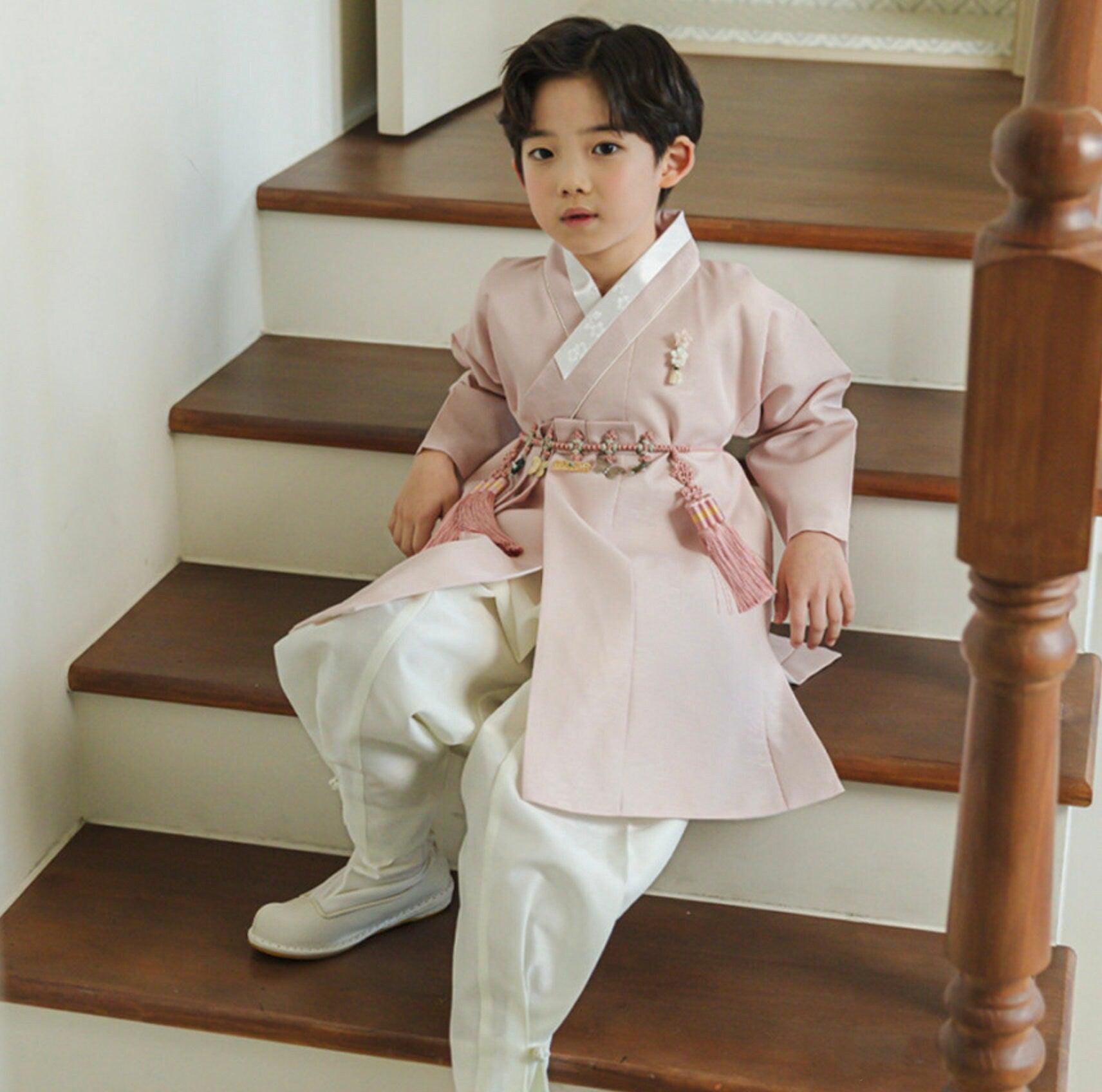 Hyomin Pink Ivory Boy Hanbok (100D-10YR) - Native Korean