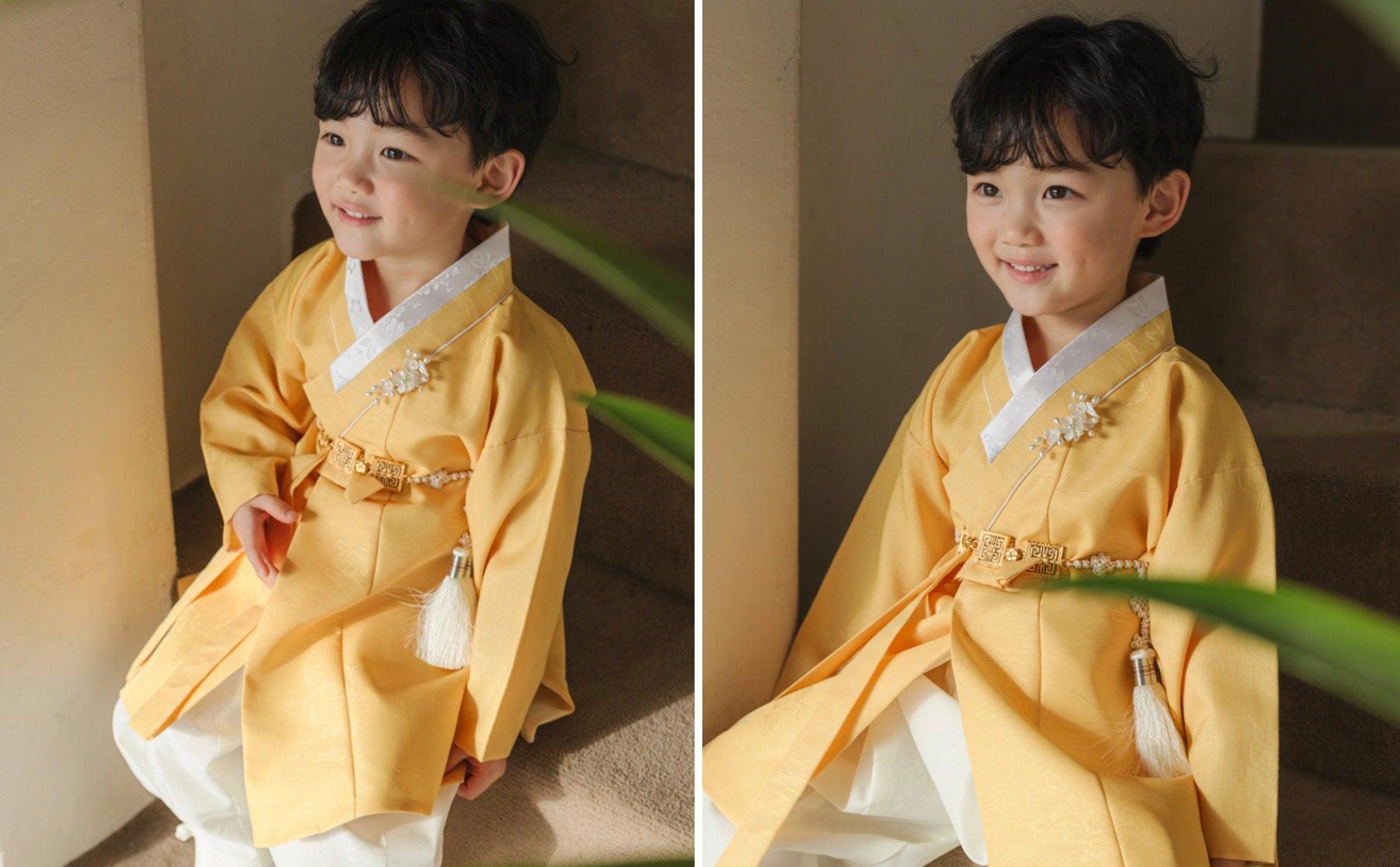 Hyomin Yellow Boy Hanbok (100D-10YR) - Native Korean