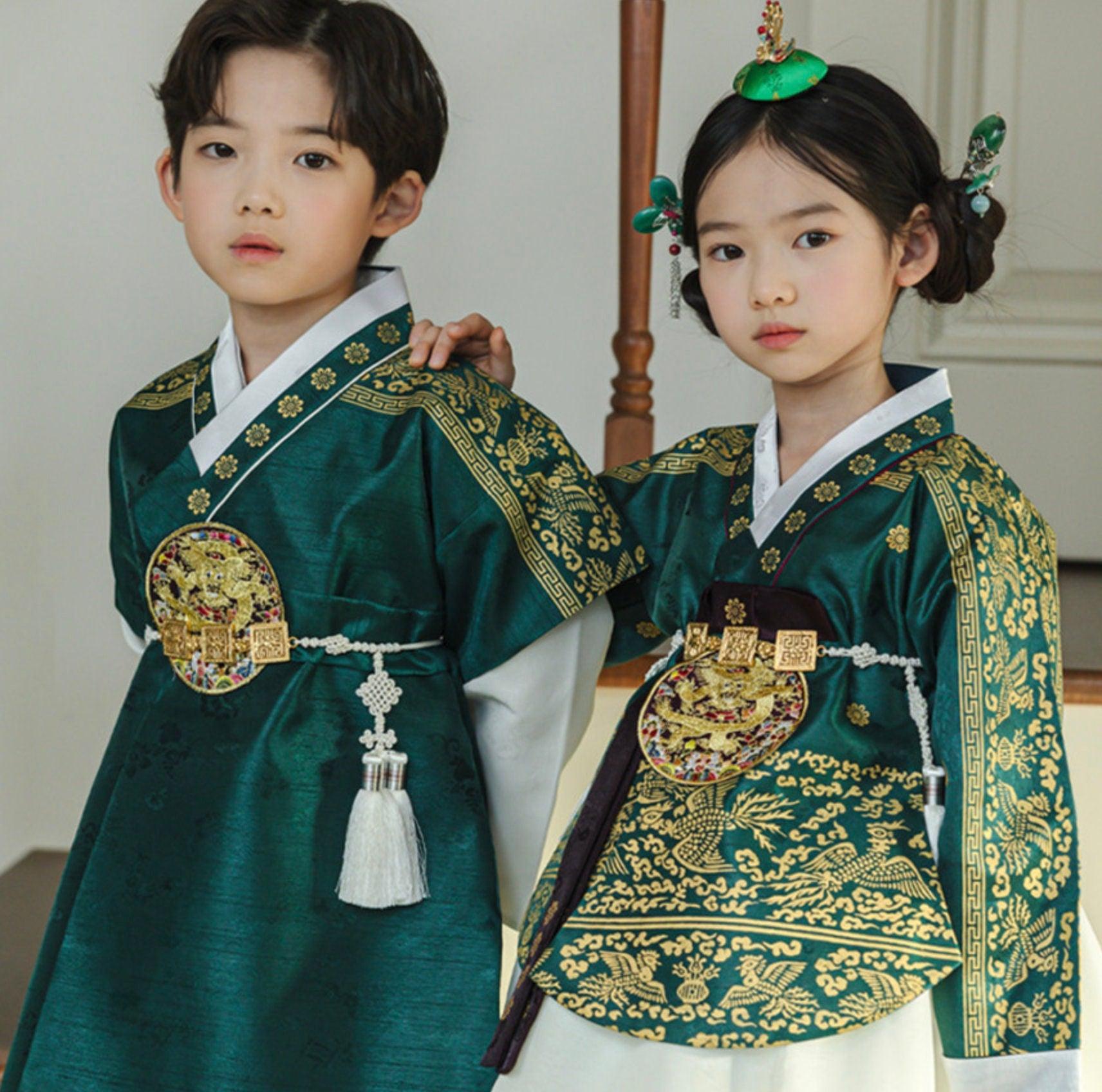 Hyunbi Foil Green Girl Hanbok (100-15YR) - Native Korean