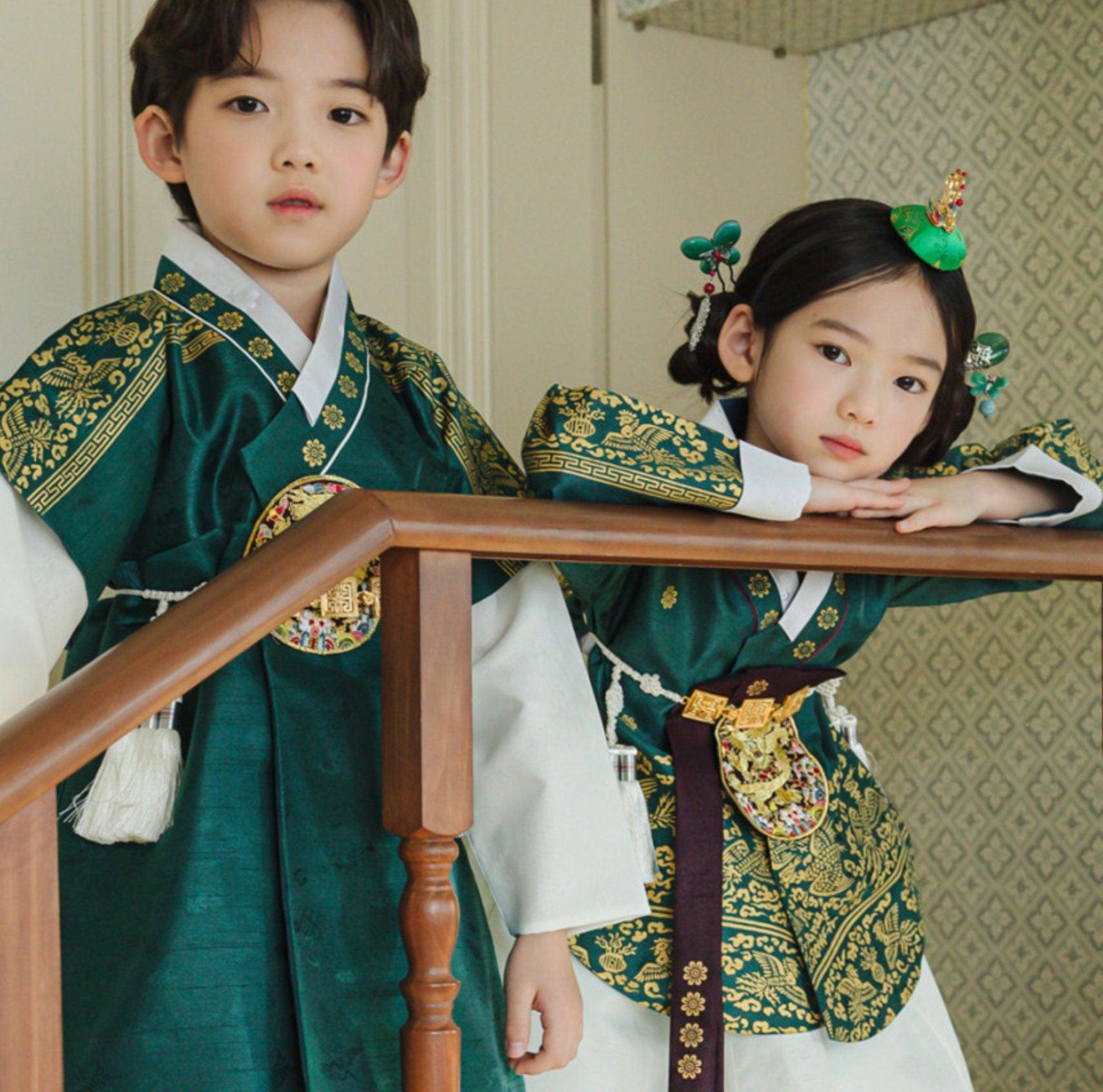 Hyunbi Foil Green Girl Hanbok (100-15YR) - Native Korean