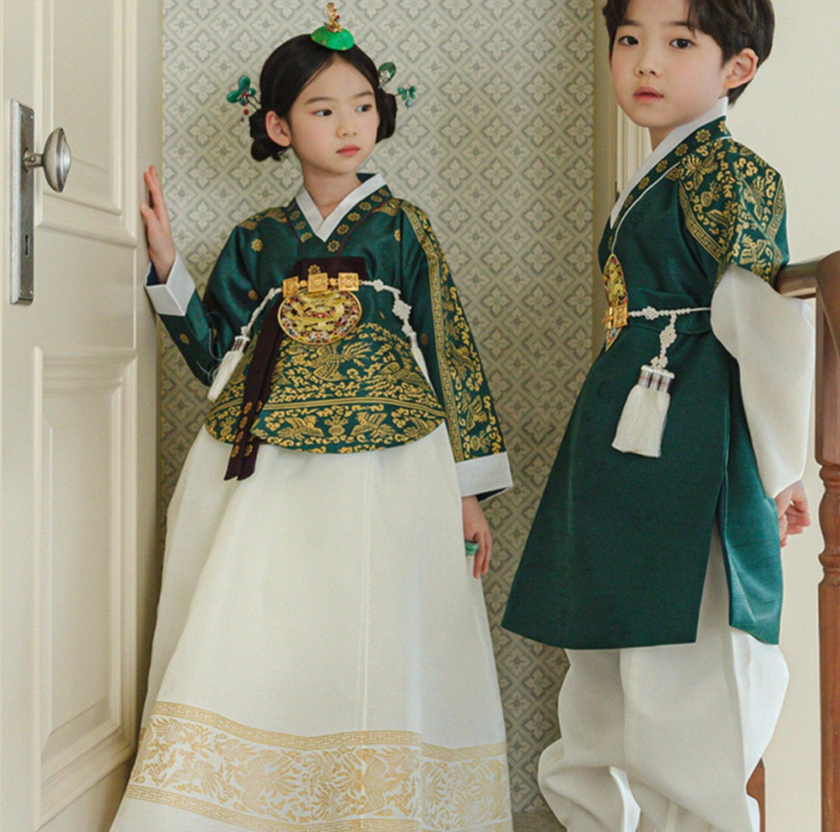 Hyunbi Foil Green Girl Hanbok (100-15YR) - Native Korean