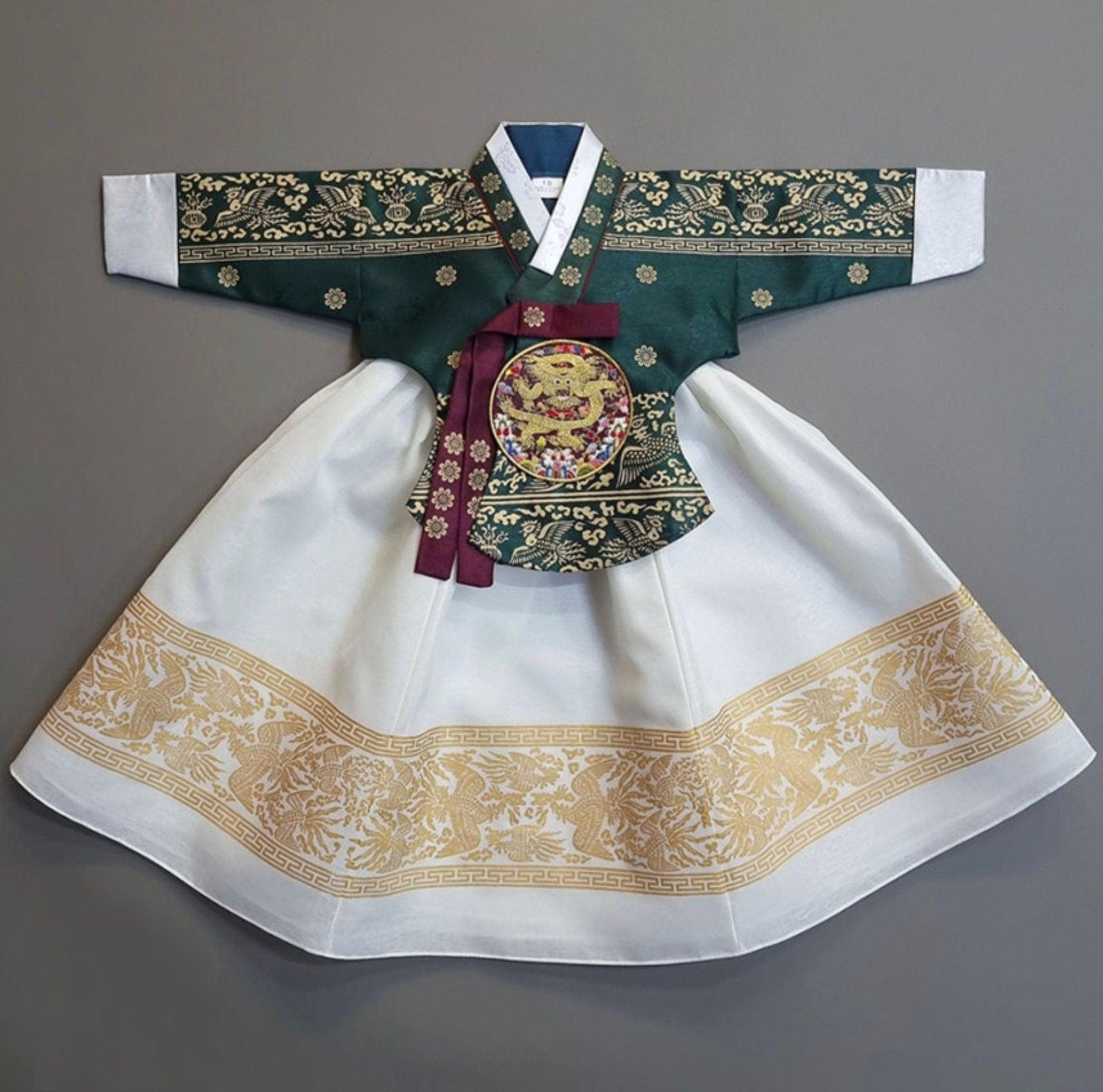 Hyunbi Foil Green Girl Hanbok (100-15YR) - Native Korean