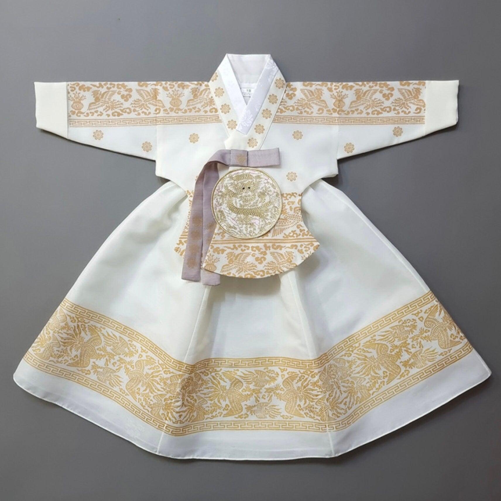 Hyunbi Foil Ivory Girl Hanbok (100D-15YR) - Native Korean