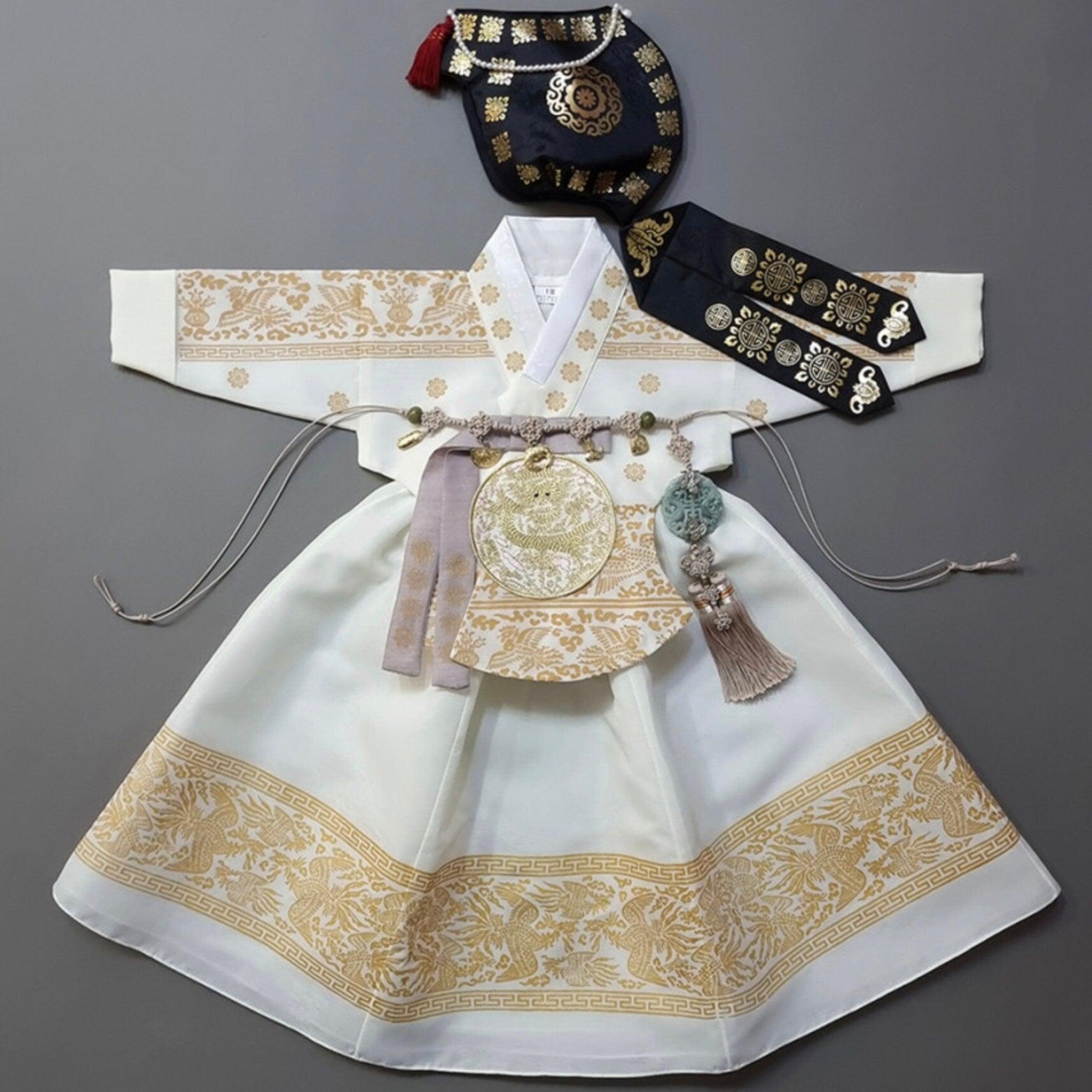 Hyunbi Foil Ivory Girl Hanbok (100D-15YR) - Native Korean