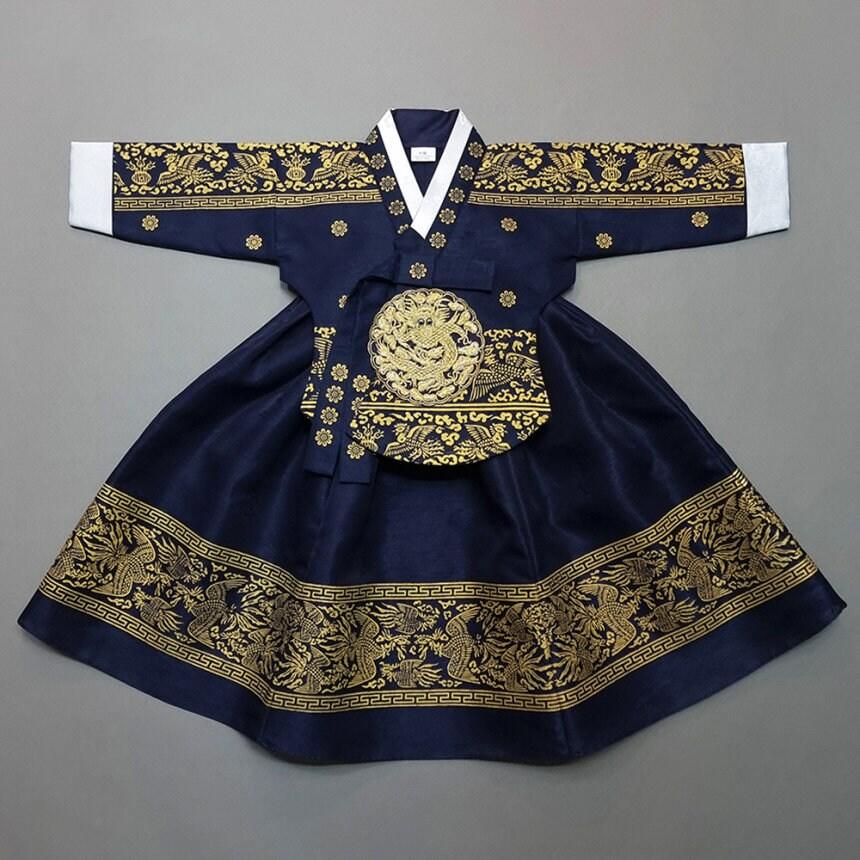 Hyunbi Foil Navy Girl Hanbok (100D-11YR) - Native Korean