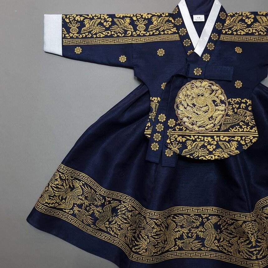 Hyunbi Foil Navy Girl Hanbok (100D-11YR) - Native Korean