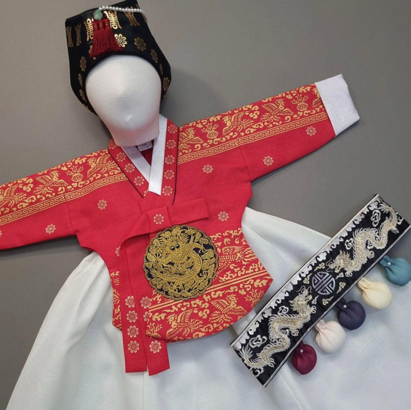 Hyunbi Foil Red Girl Hanbok (100D-8YR) - Native Korean