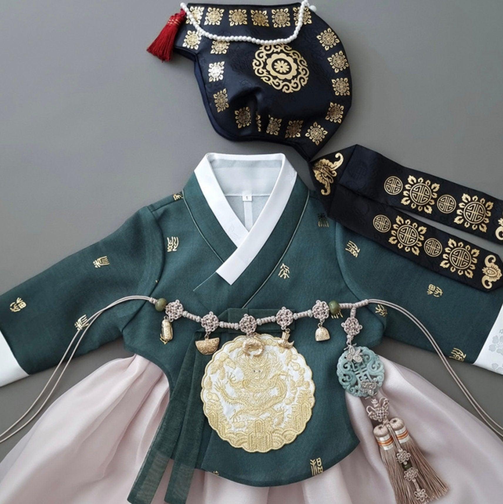 Hyunbi Green Beige Girl Hanbok (1-9YR) - Native Korean