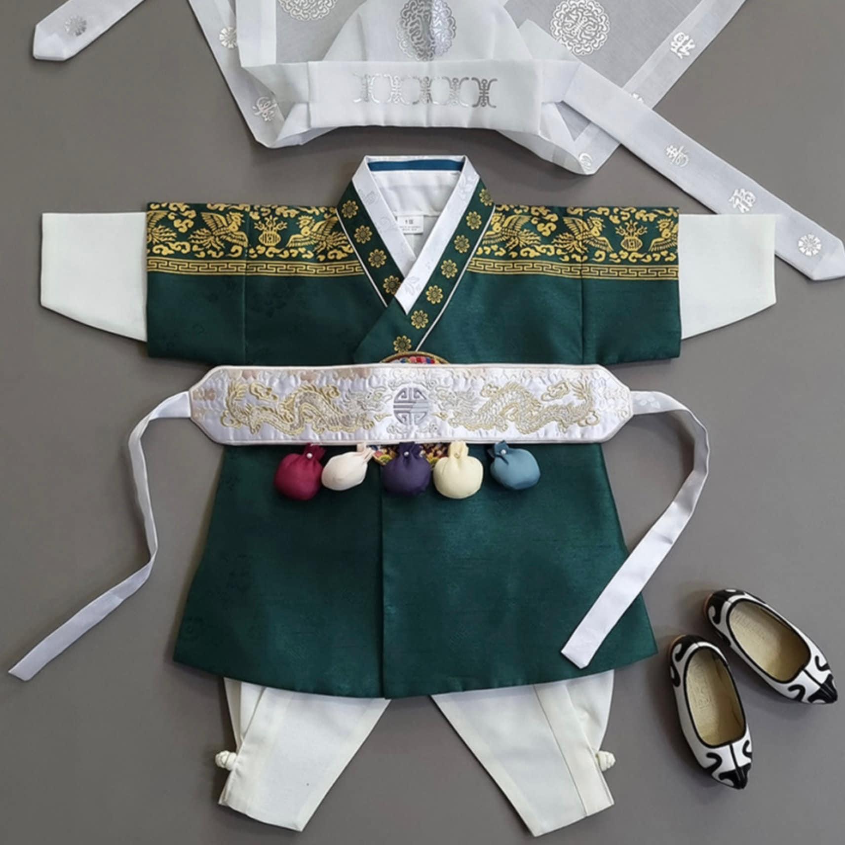 Hyungoon Green Gold Foil Boy Hanbok (100D-10YR) - Native Korean