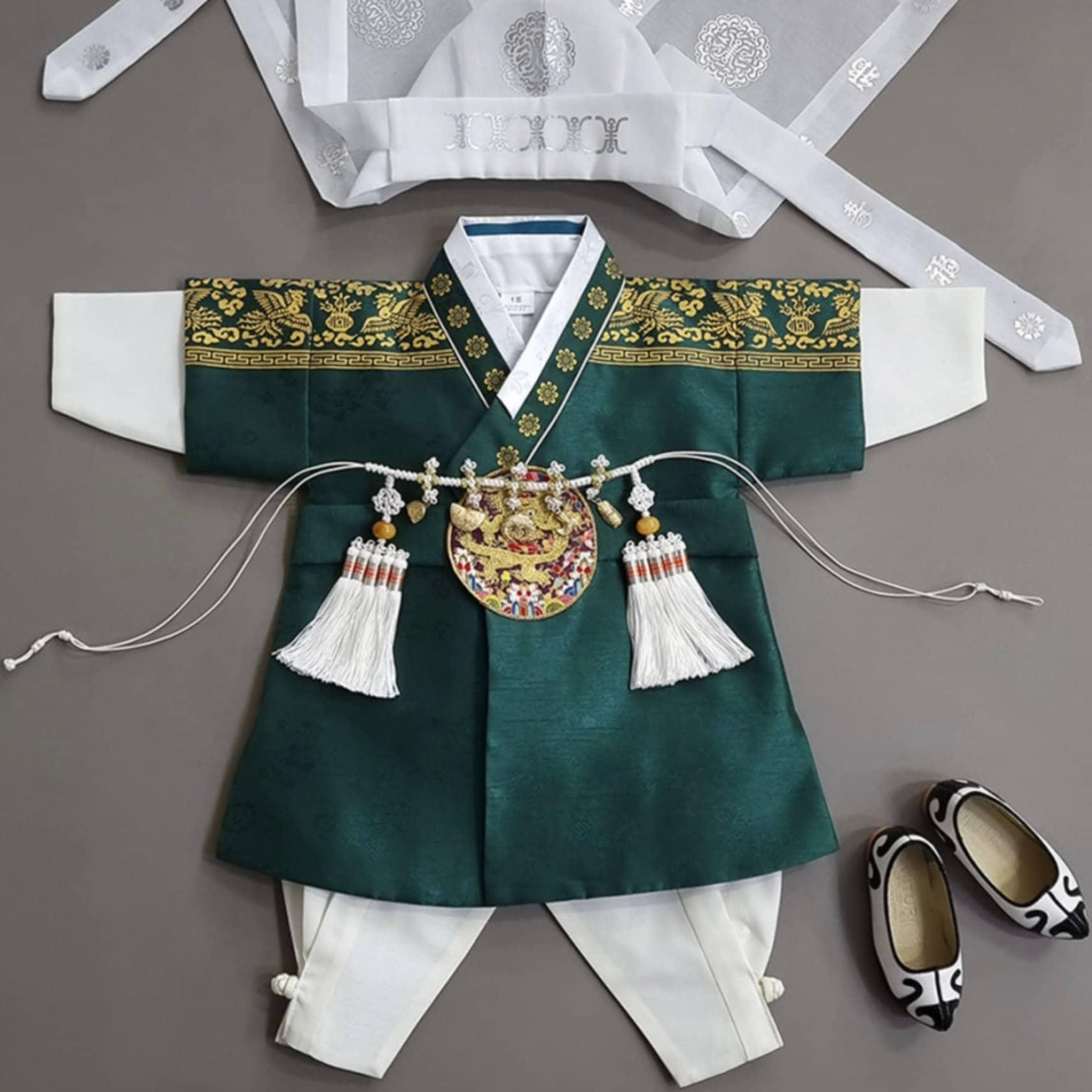 Hyungoon Green Gold Foil Boy Hanbok (100D-10YR) - Native Korean