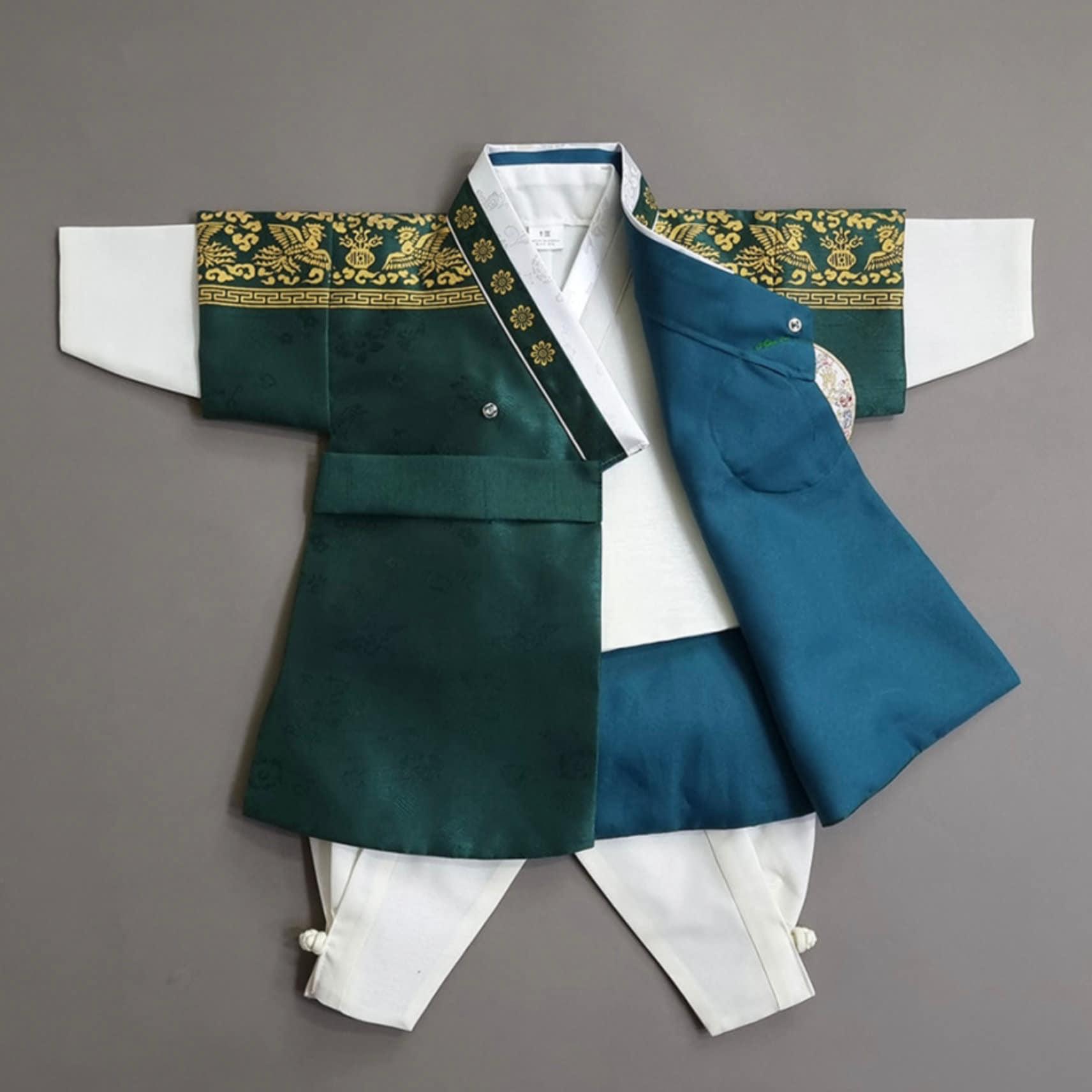 Hyungoon Green Gold Foil Boy Hanbok (100D-10YR) - Native Korean