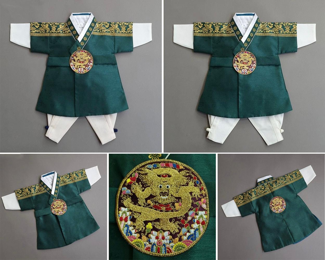 Hyungoon Green Gold Foil Boy Hanbok (100D-10YR) - Native Korean