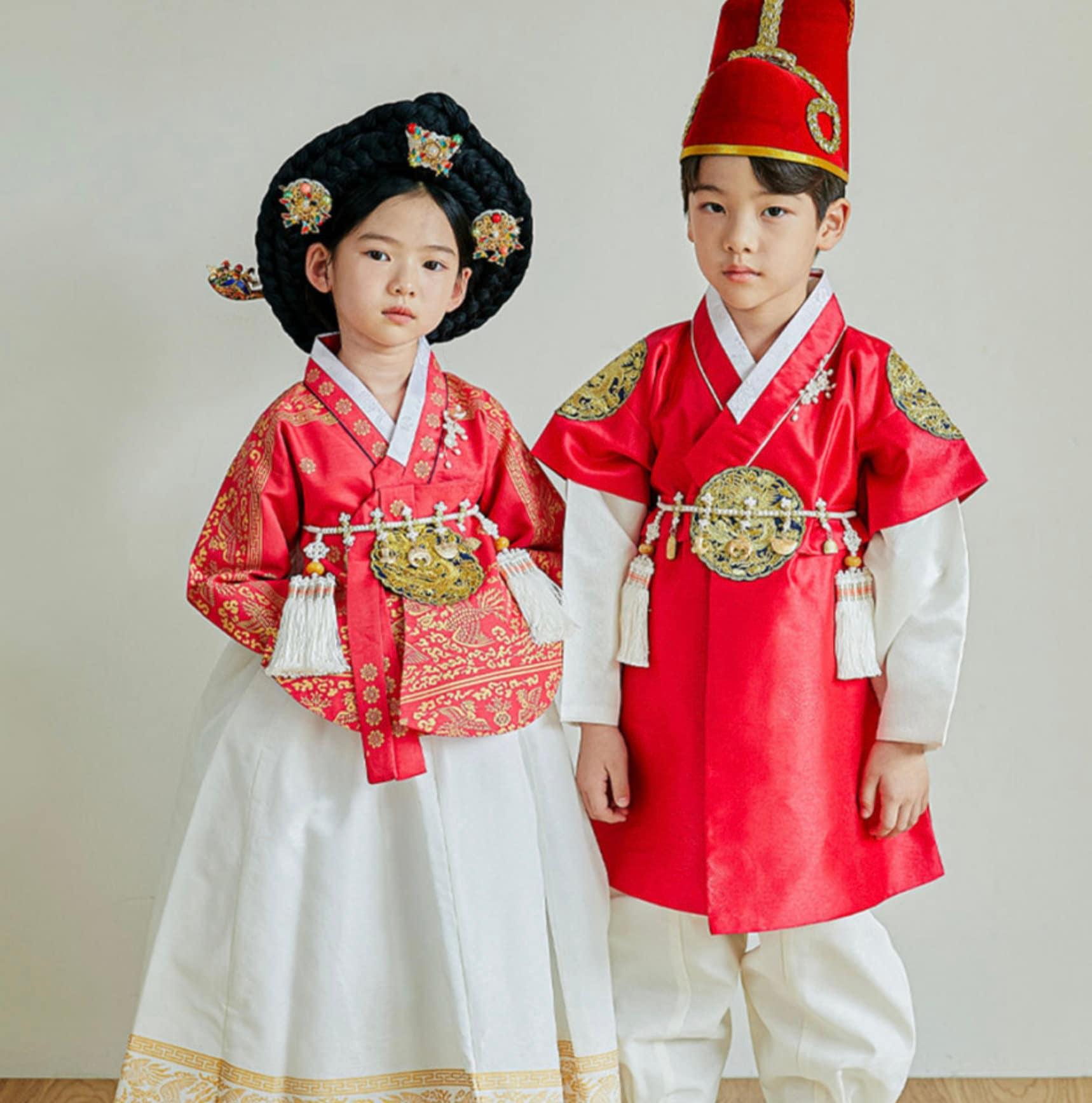 Hyungoon Red Gold Boy Hanbok (100D-10YR) - Native Korean