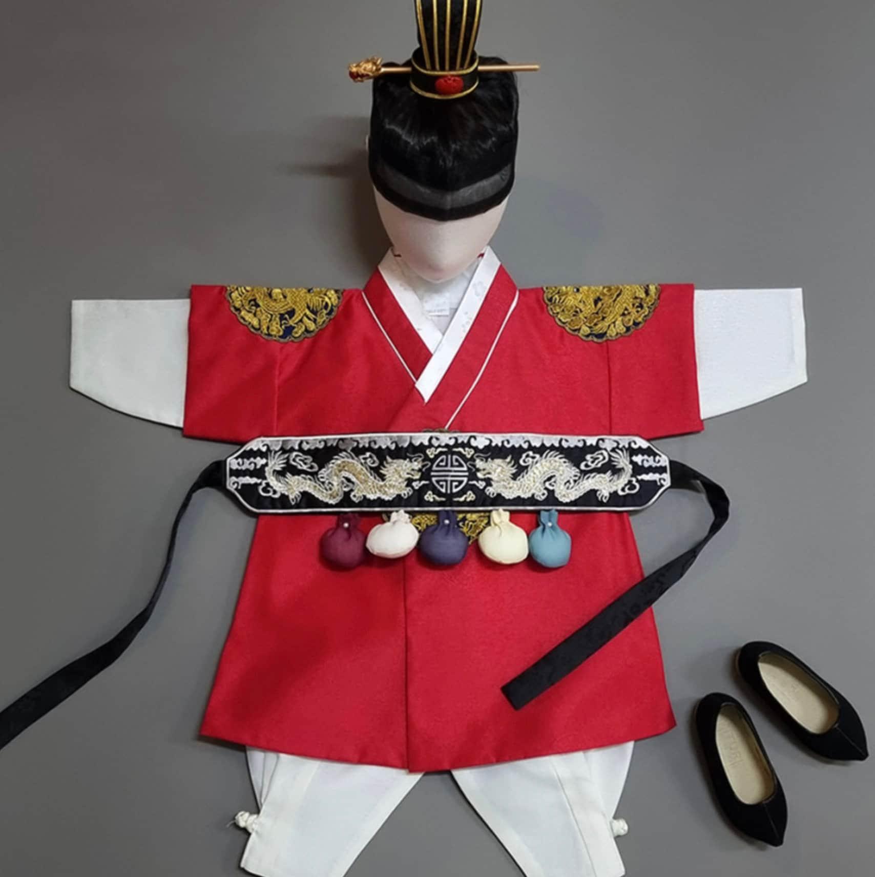 Hyungoon Red Gold Boy Hanbok (100D-10YR) - Native Korean