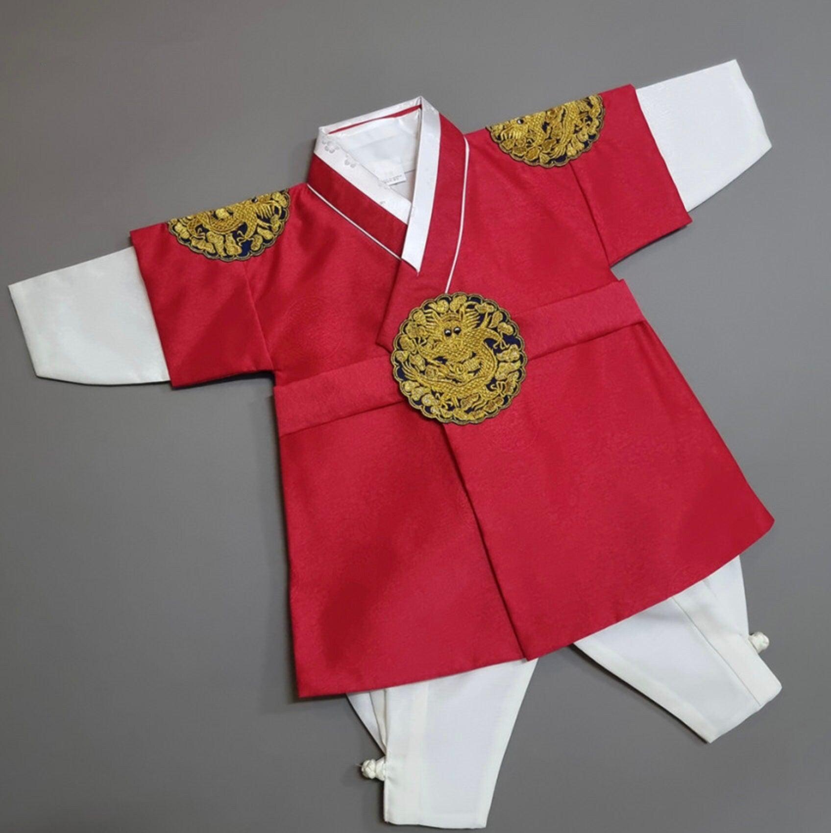 Hyungoon Red Gold Boy Hanbok (100D-10YR) - Native Korean