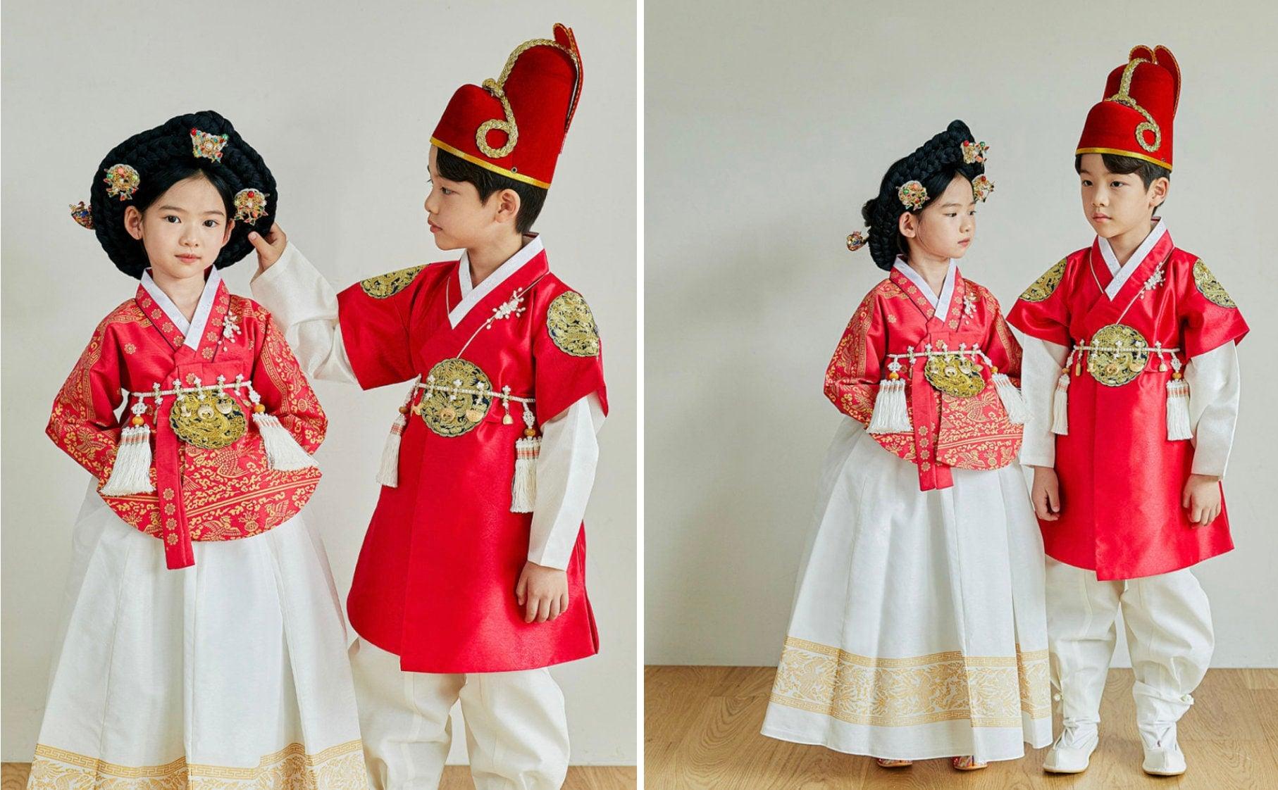 Hyungoon Red Gold Boy Hanbok (100D-10YR) - Native Korean